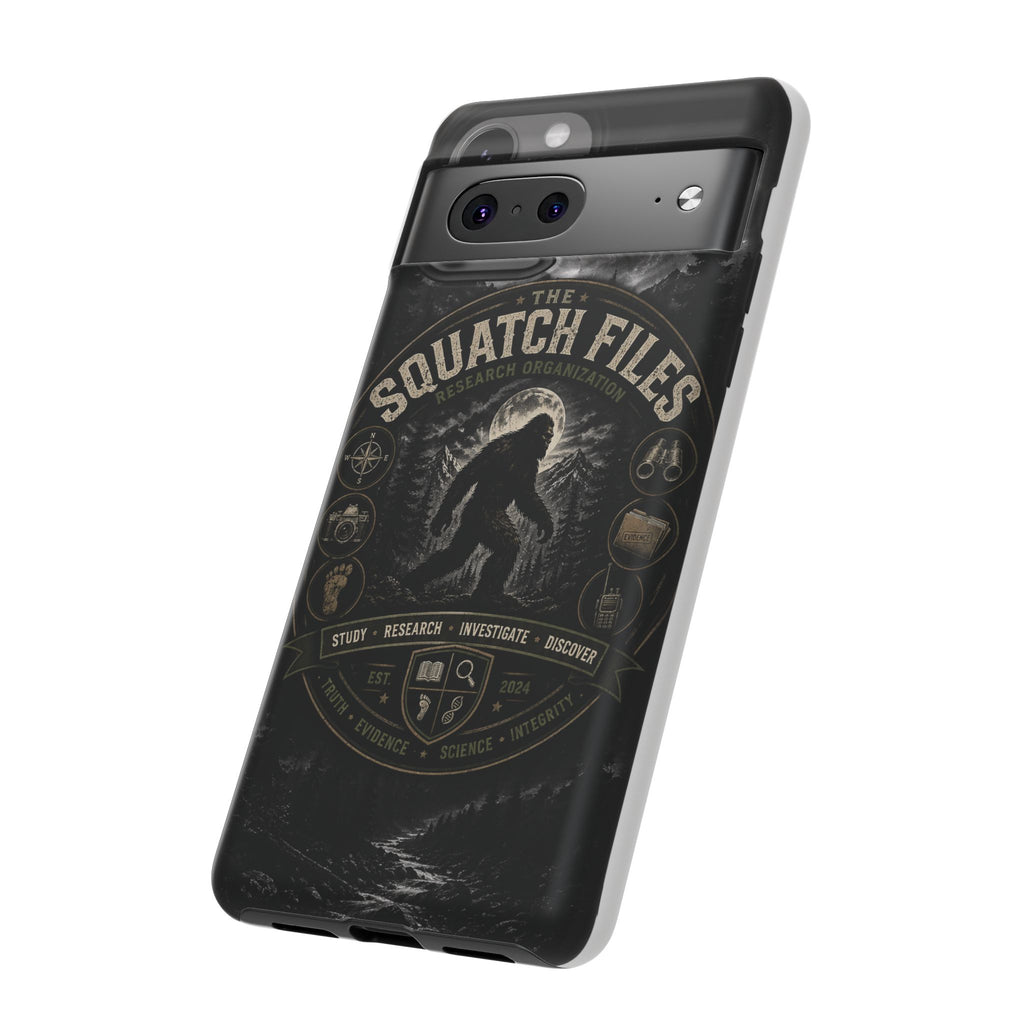 Squatch Files Research Organization Phone Case — Bigfoot Sasquatch Moonlit Forest Design