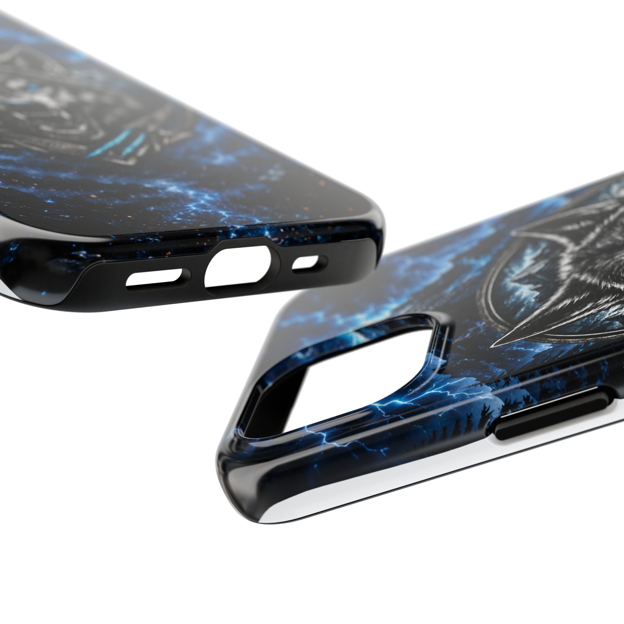 Wolf Thunder Tough Phone Case — Rugged Protective Case with Blue Lightning Wolf Design