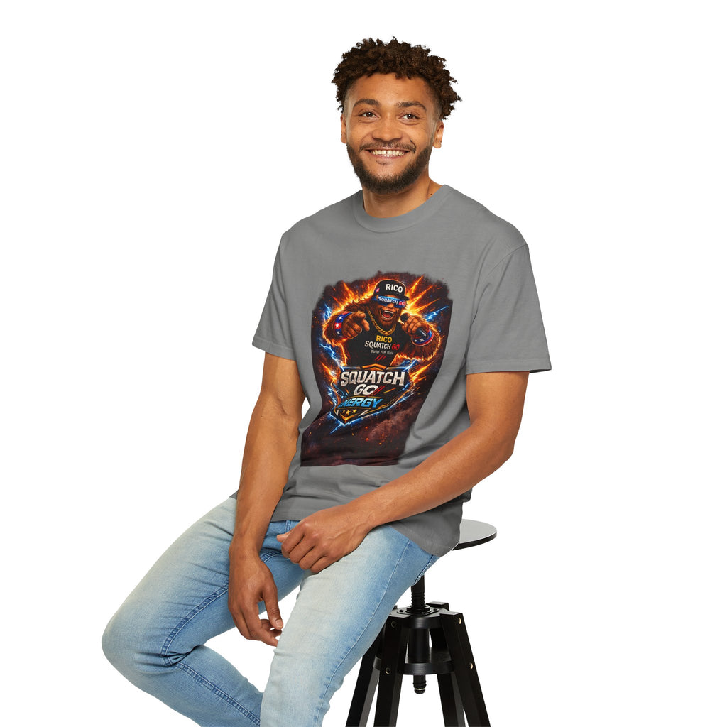 Squatch GC Energy Graphic T-Shirt — Retro Gamer Energy Drink Design