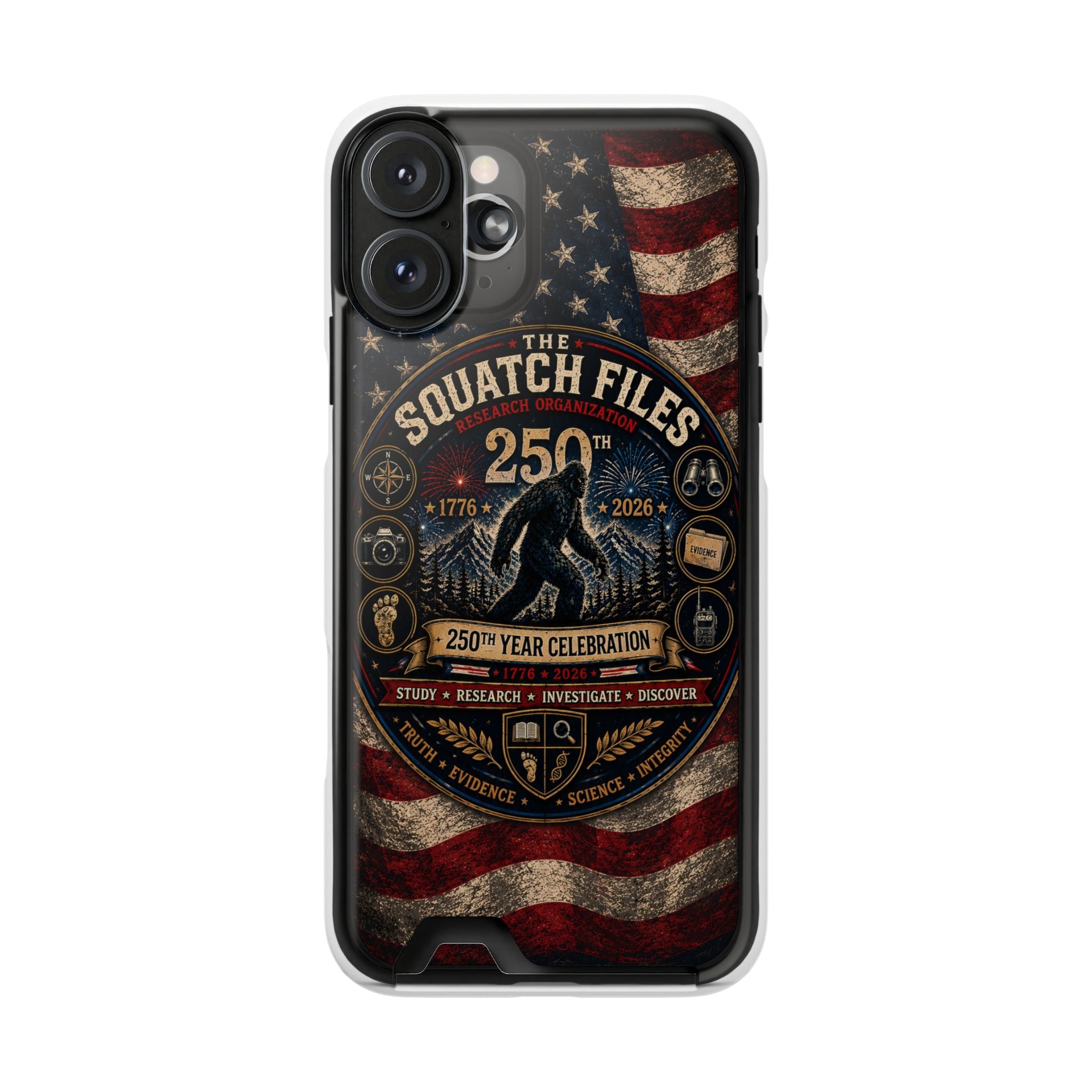 Phone Case — 'The Squatch Files 250th' Card Holder Case (Patriotic Bigfoot Design)