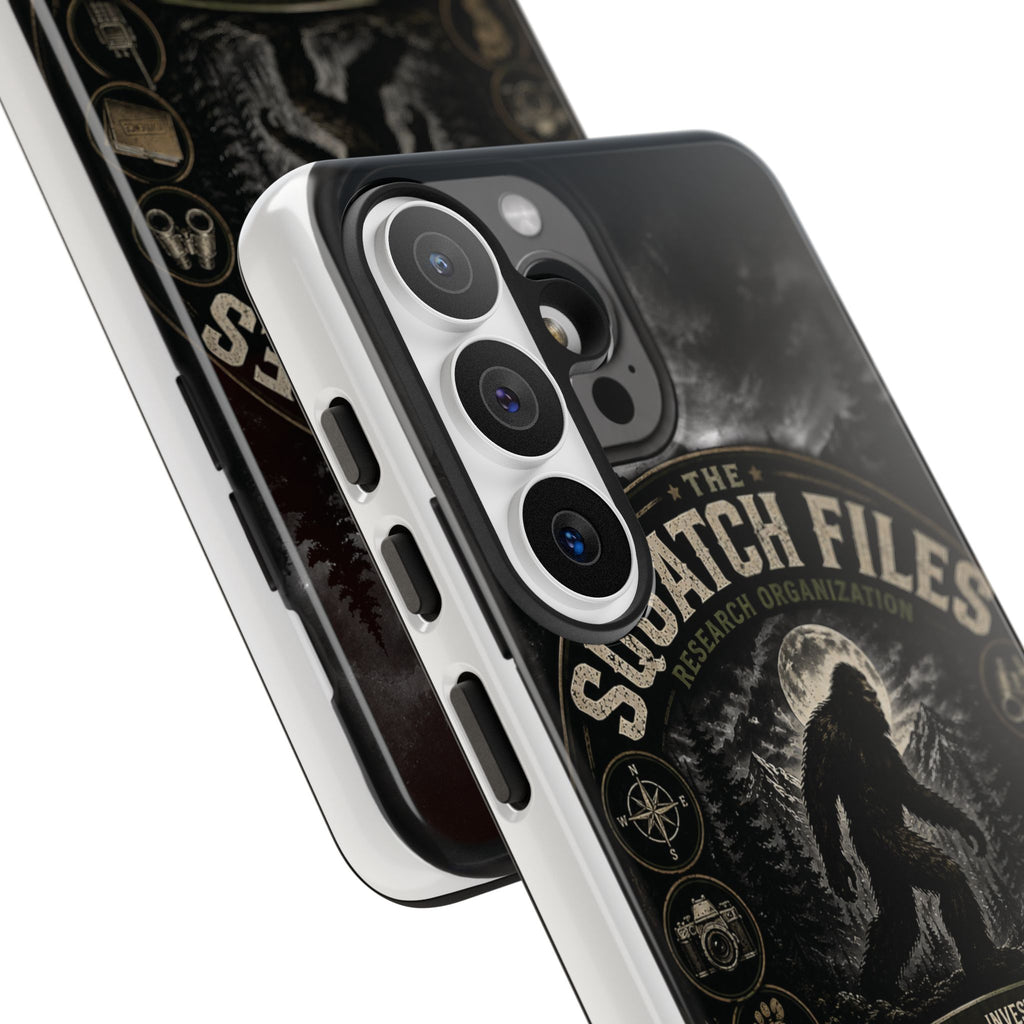 Squatch Files Research Organization Phone Case — Bigfoot Sasquatch Moonlit Forest Design