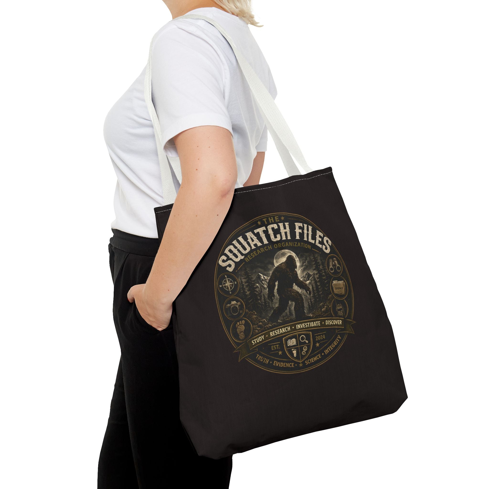 Squatch Files Tote Bag — Bigfoot Investigation Graphic Tote