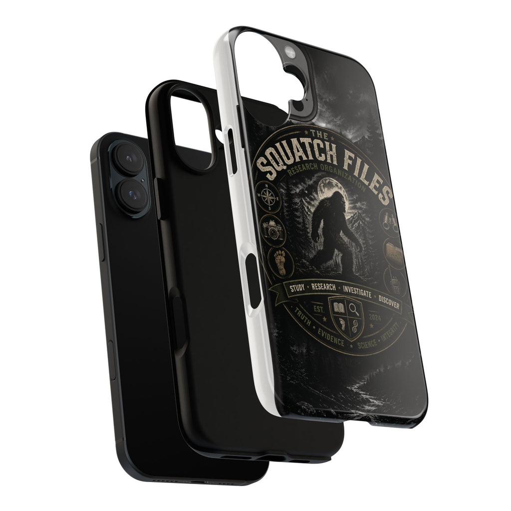 Squatch Files Research Organization Phone Case — Bigfoot Sasquatch Moonlit Forest Design
