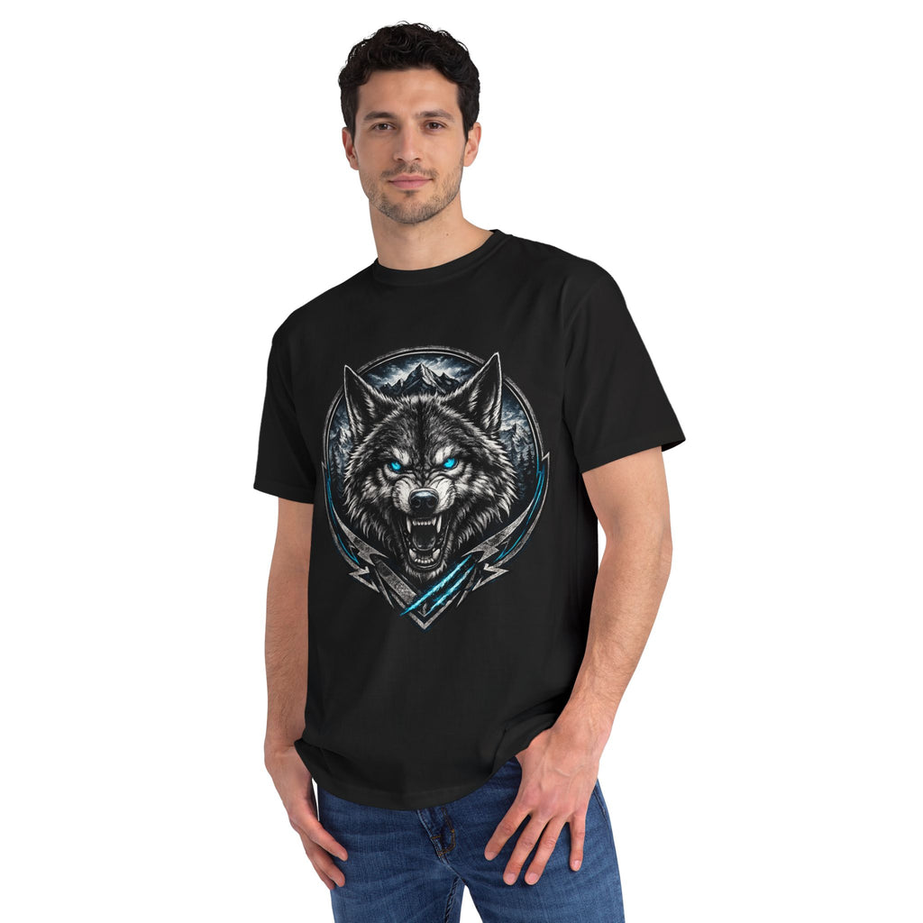 Wolf Head Graphic T-Shirt — Fierce Blue-Eyed Wolf Crest Tee