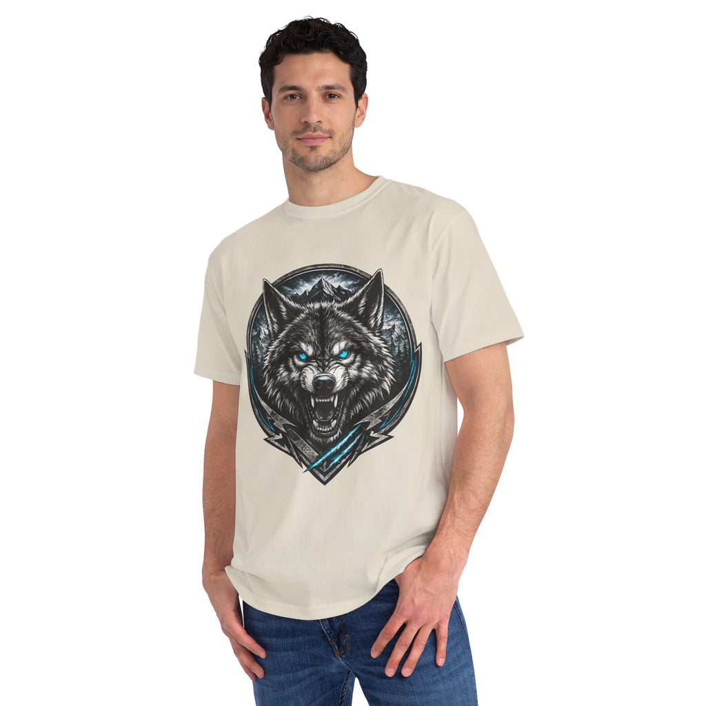 Wolf Head Graphic T-Shirt — Fierce Blue-Eyed Wolf Crest Tee