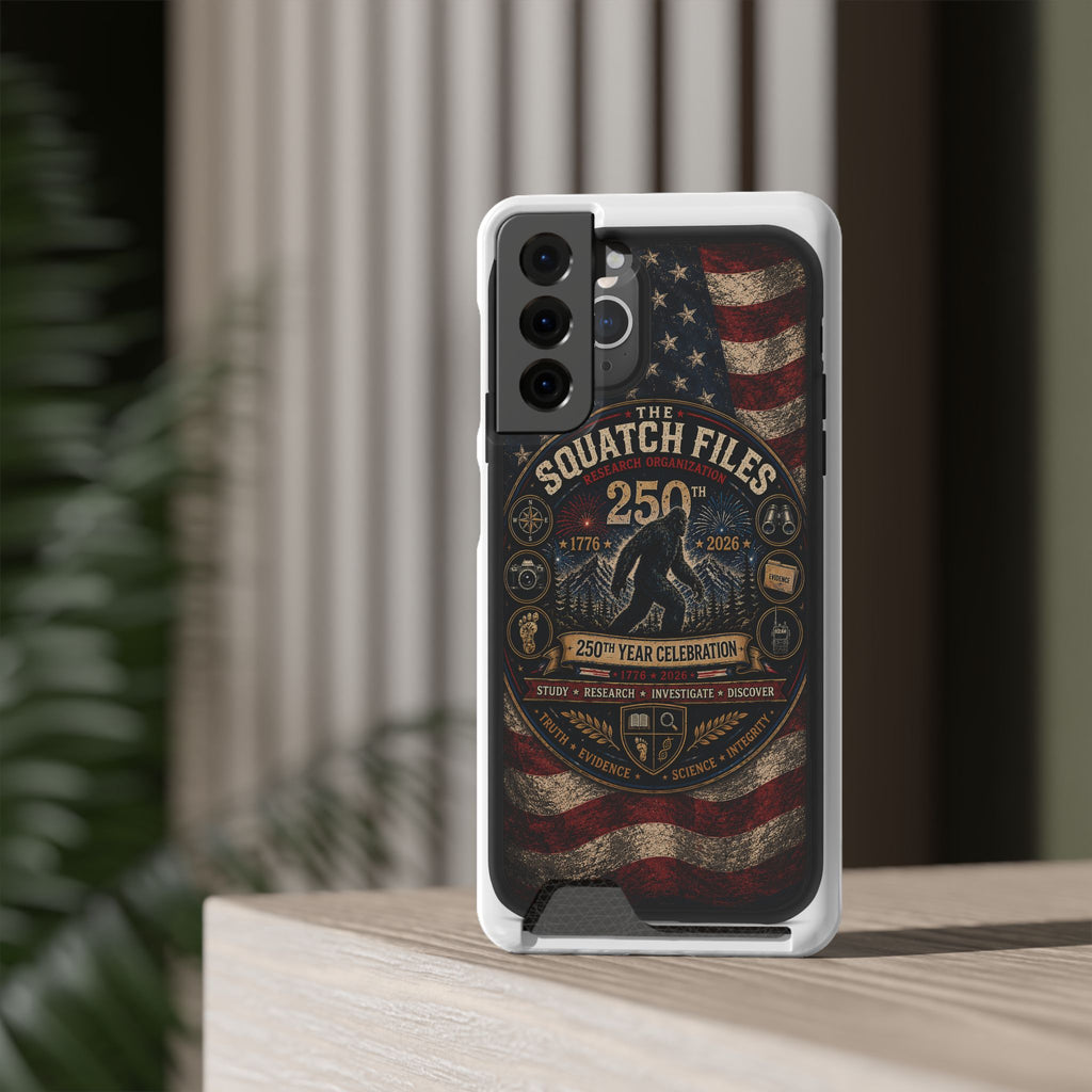 Phone Case — 'The Squatch Files 250th' Card Holder Case (Patriotic Bigfoot Design)