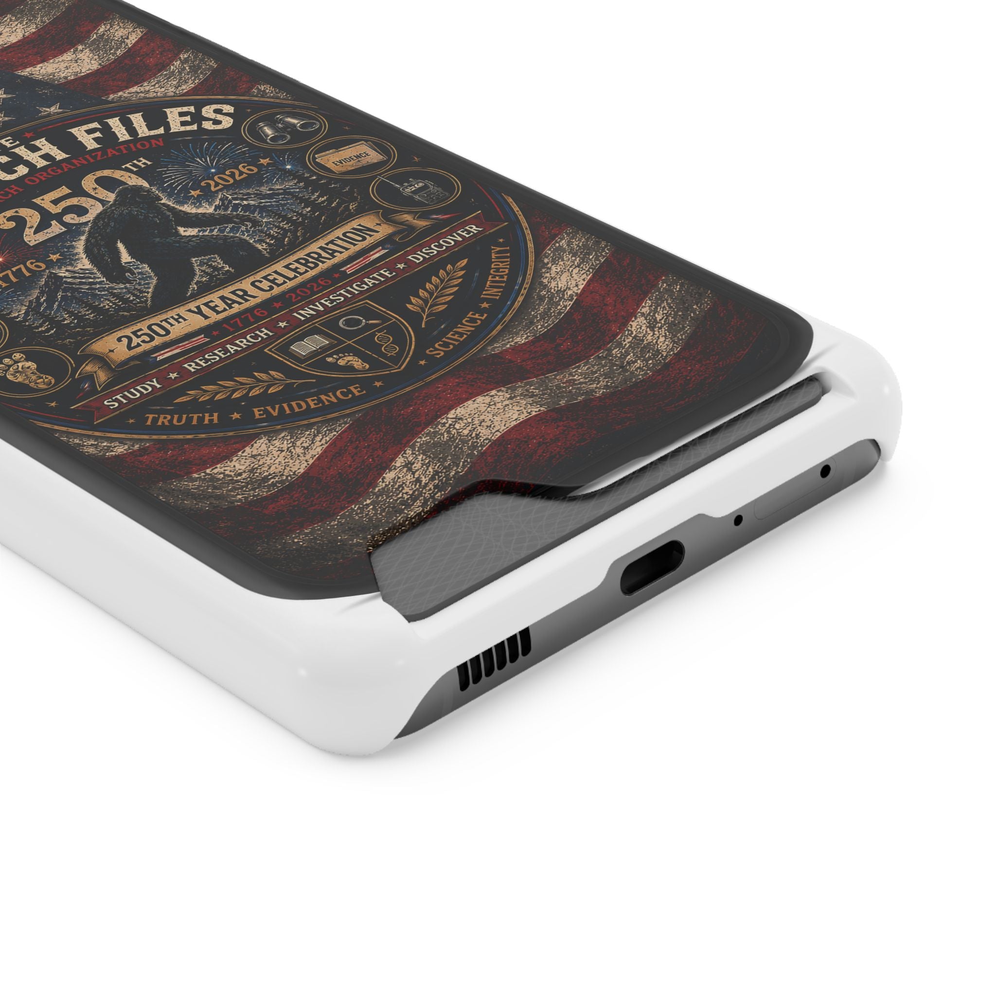 Phone Case — 'The Squatch Files 250th' Card Holder Case (Patriotic Bigfoot Design)