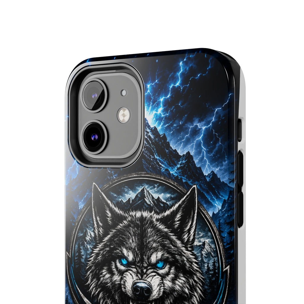 Wolf Thunder Tough Phone Case — Rugged Protective Case with Blue Lightning Wolf Design