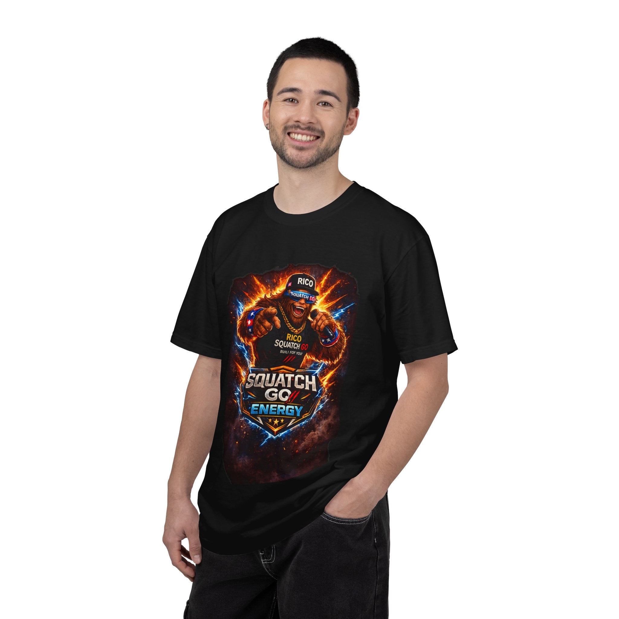 Squatch GC Energy Graphic T-Shirt — Retro Gamer Energy Drink Design