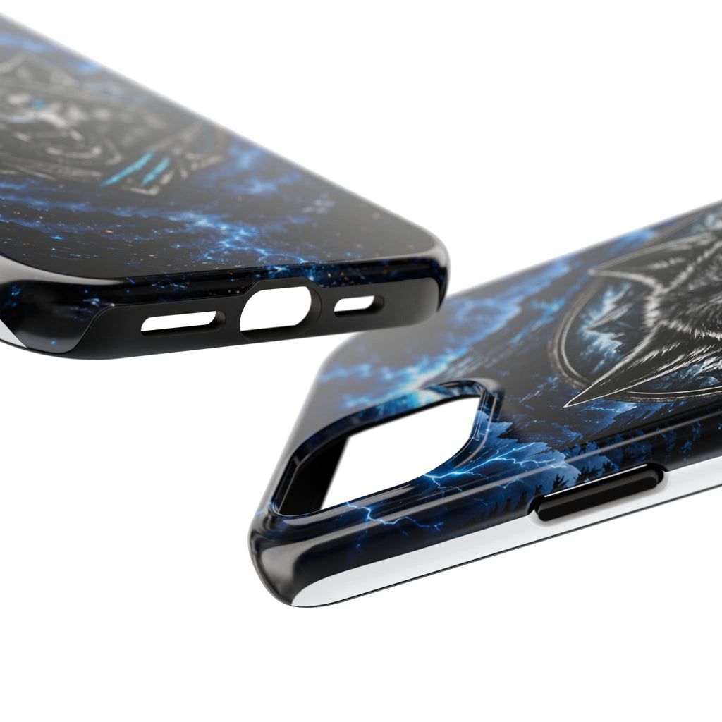 Wolf Thunder Tough Phone Case — Rugged Protective Case with Blue Lightning Wolf Design