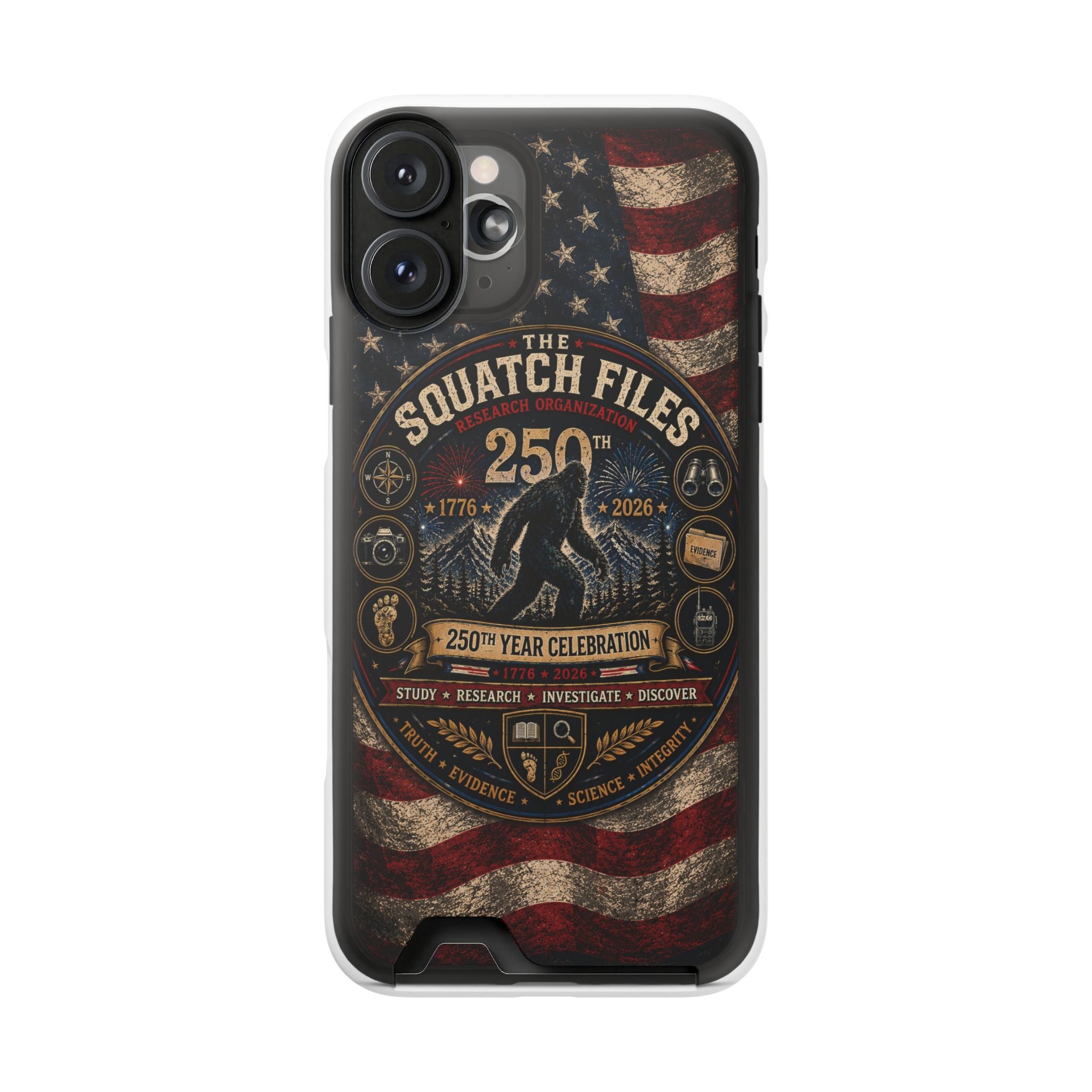 Phone Case — 'The Squatch Files 250th' Card Holder Case (Patriotic Bigfoot Design)