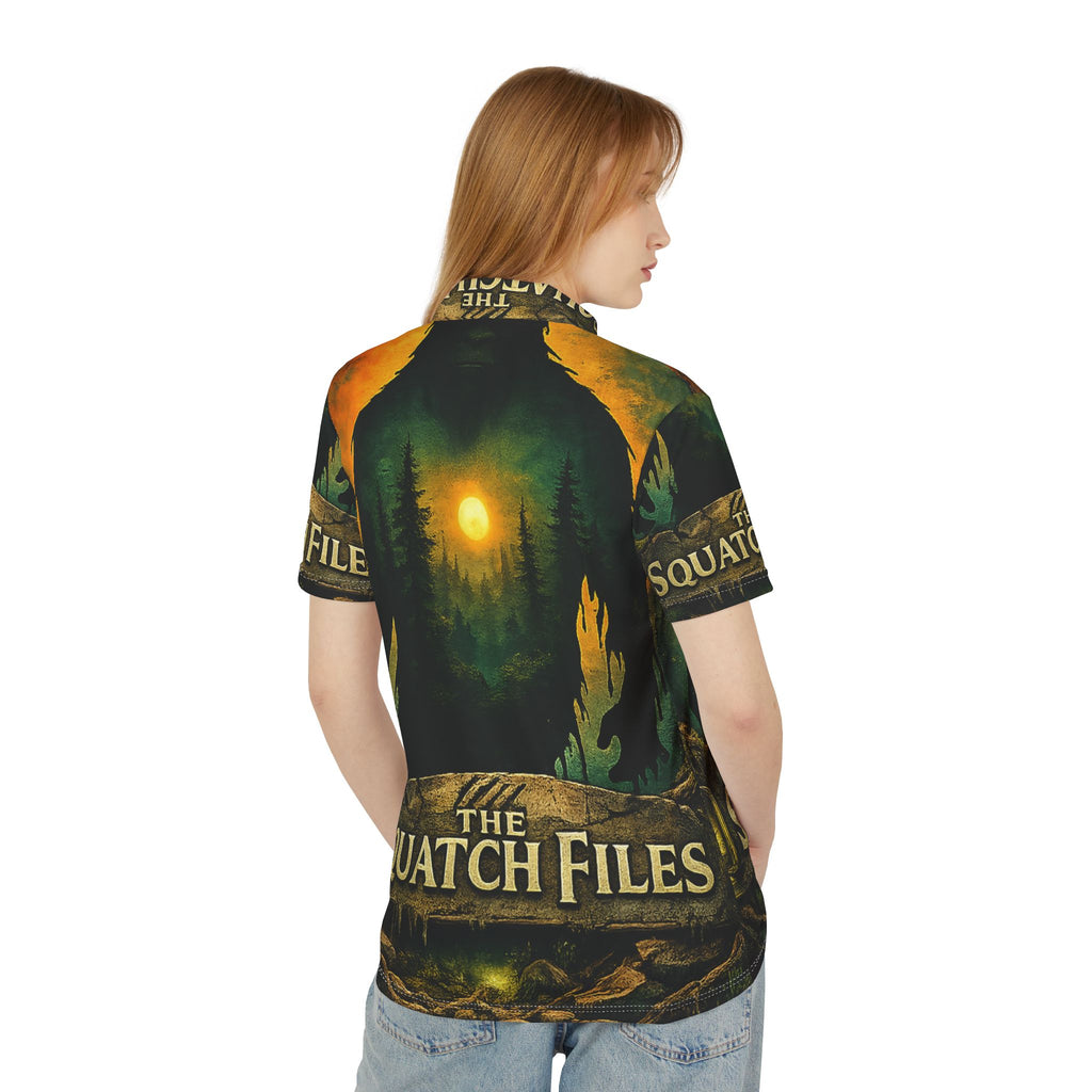 Sasquatch Polo Shirt — "The Squatch Files" All-Over-Print Outdoor Tee
