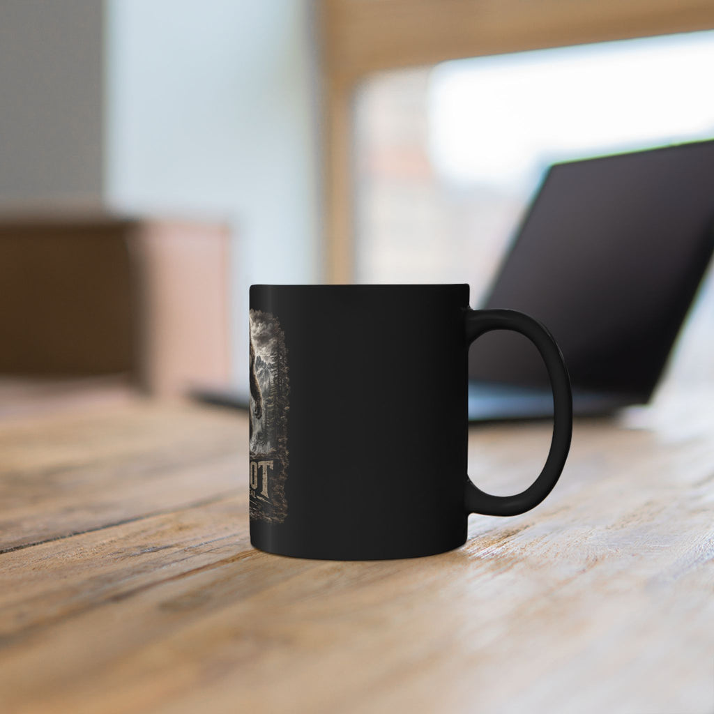 Bigfoot Legend Is Real Black Coffee Mug — Sasquatch Woodland Adventure 11oz/15oz