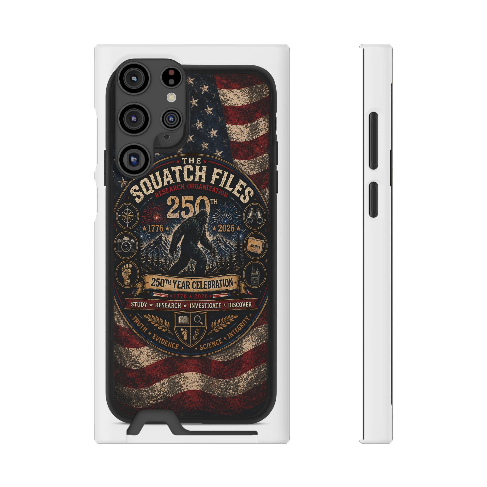 Phone Case — 'The Squatch Files 250th' Card Holder Case (Patriotic Bigfoot Design)