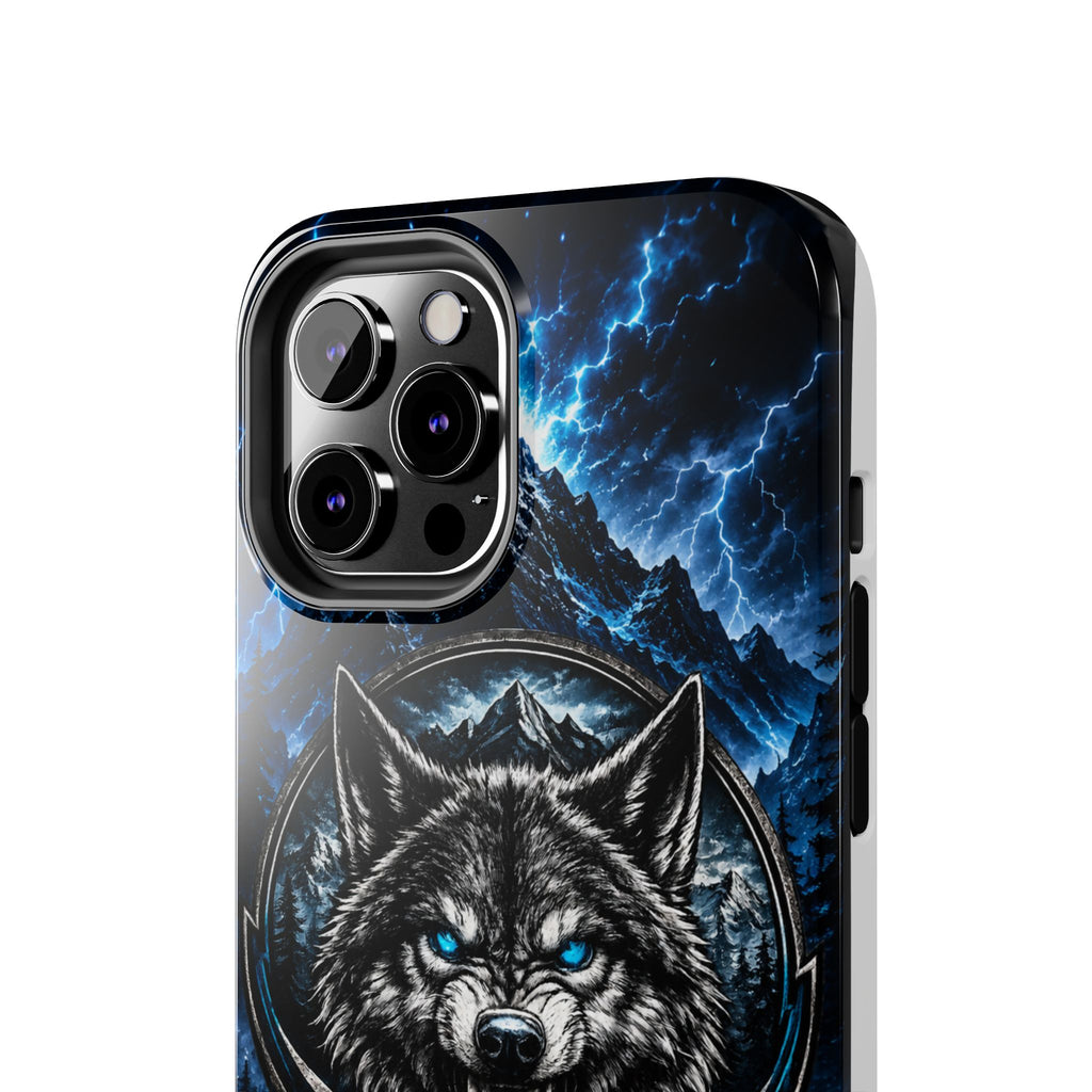 Wolf Thunder Tough Phone Case — Rugged Protective Case with Blue Lightning Wolf Design