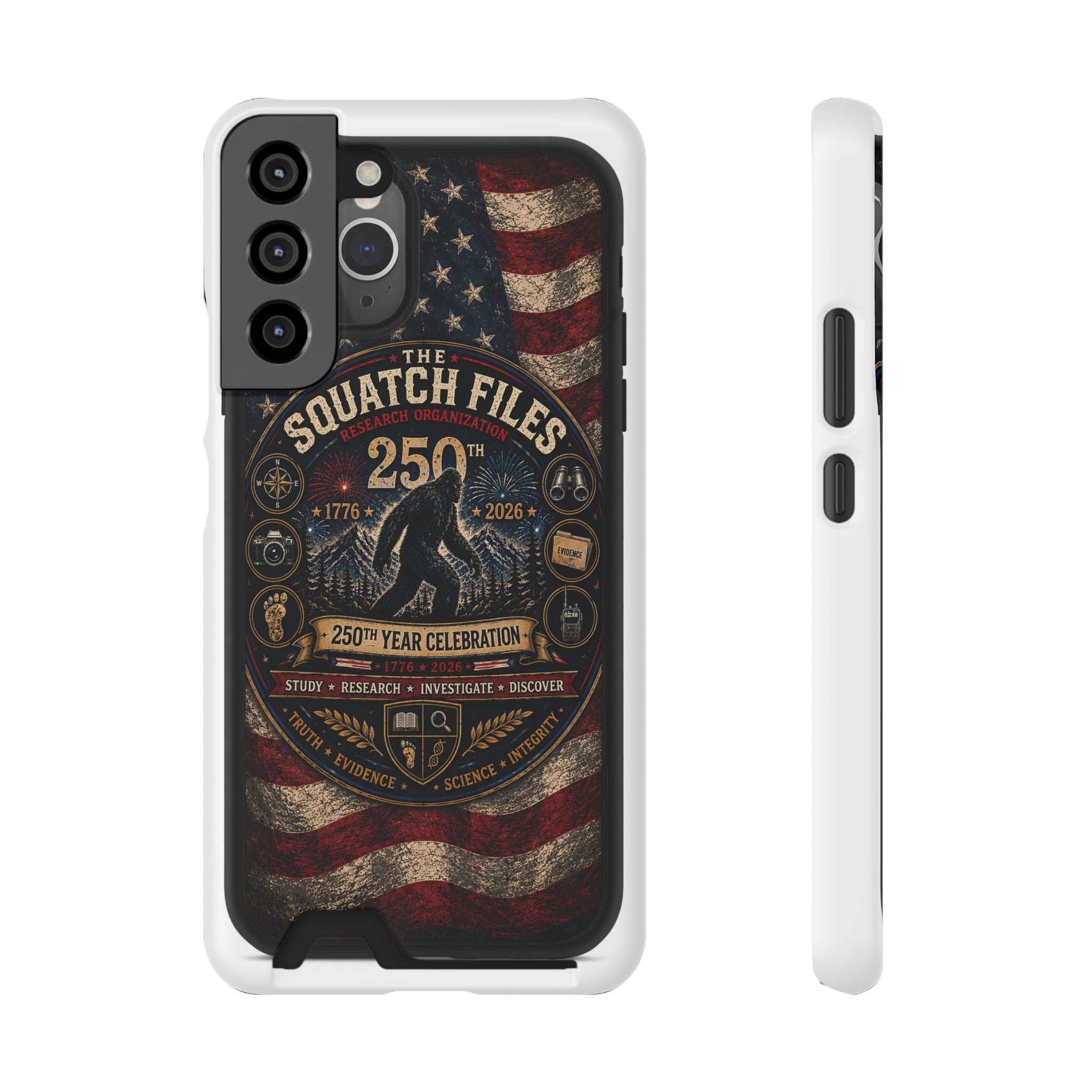 Phone Case — 'The Squatch Files 250th' Card Holder Case (Patriotic Bigfoot Design)
