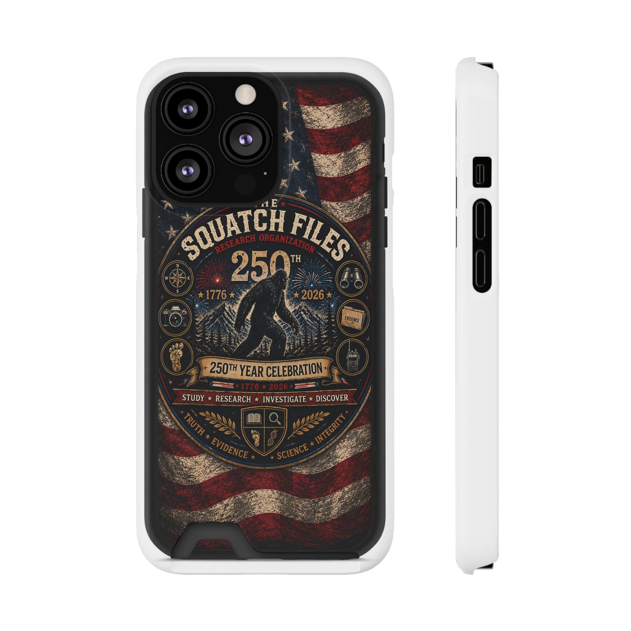 Phone Case — 'The Squatch Files 250th' Card Holder Case (Patriotic Bigfoot Design)
