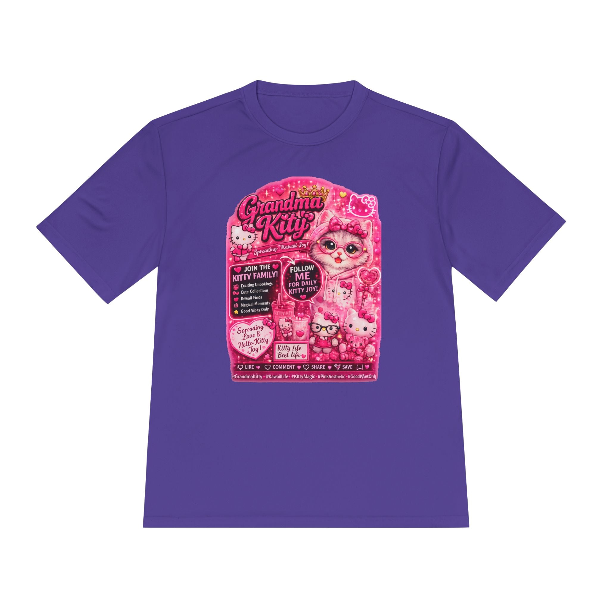 Grandma Kitty Graphic Tee — Cute Pink Cat Vintage Patch Design