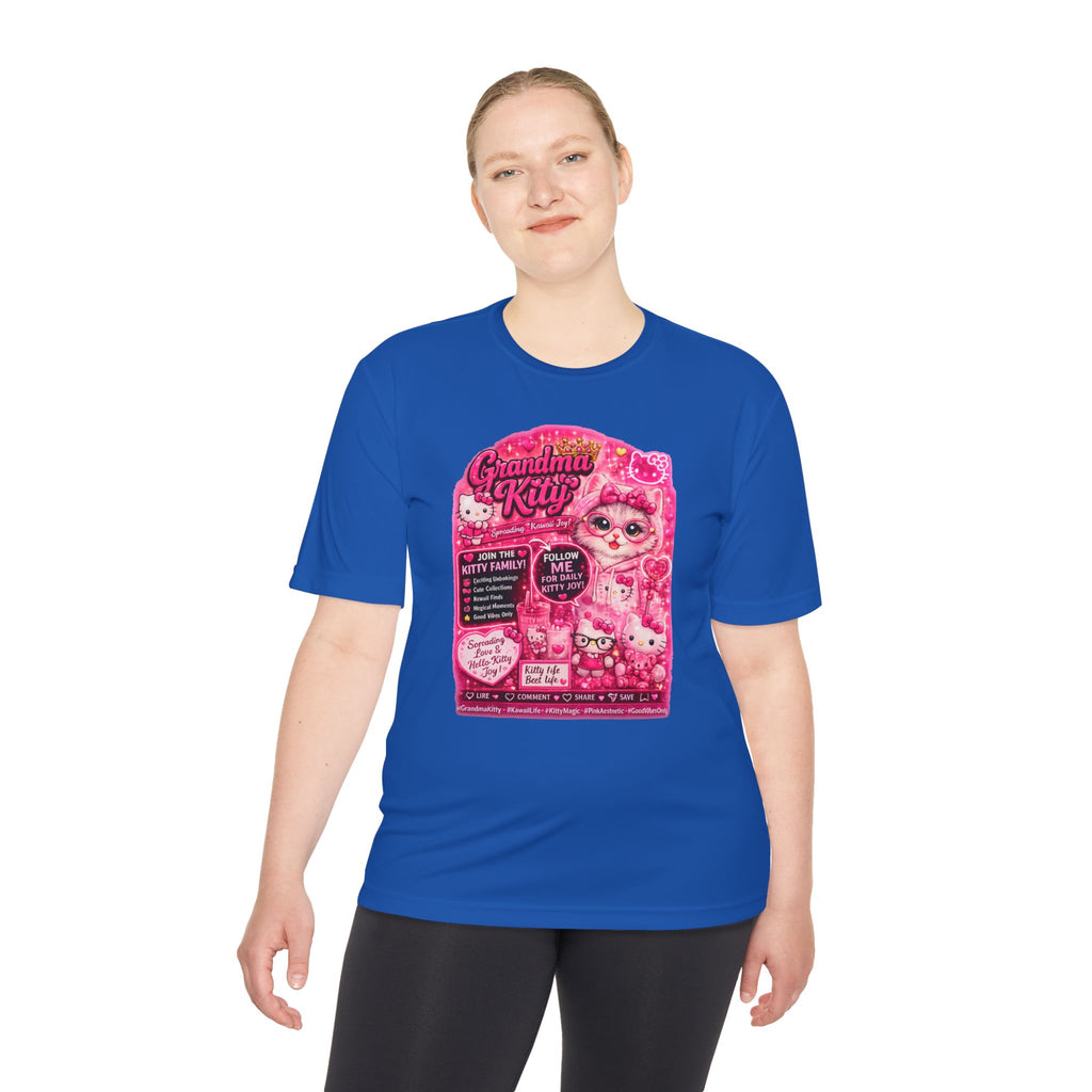 Grandma Kitty Graphic Tee — Cute Pink Cat Vintage Patch Design