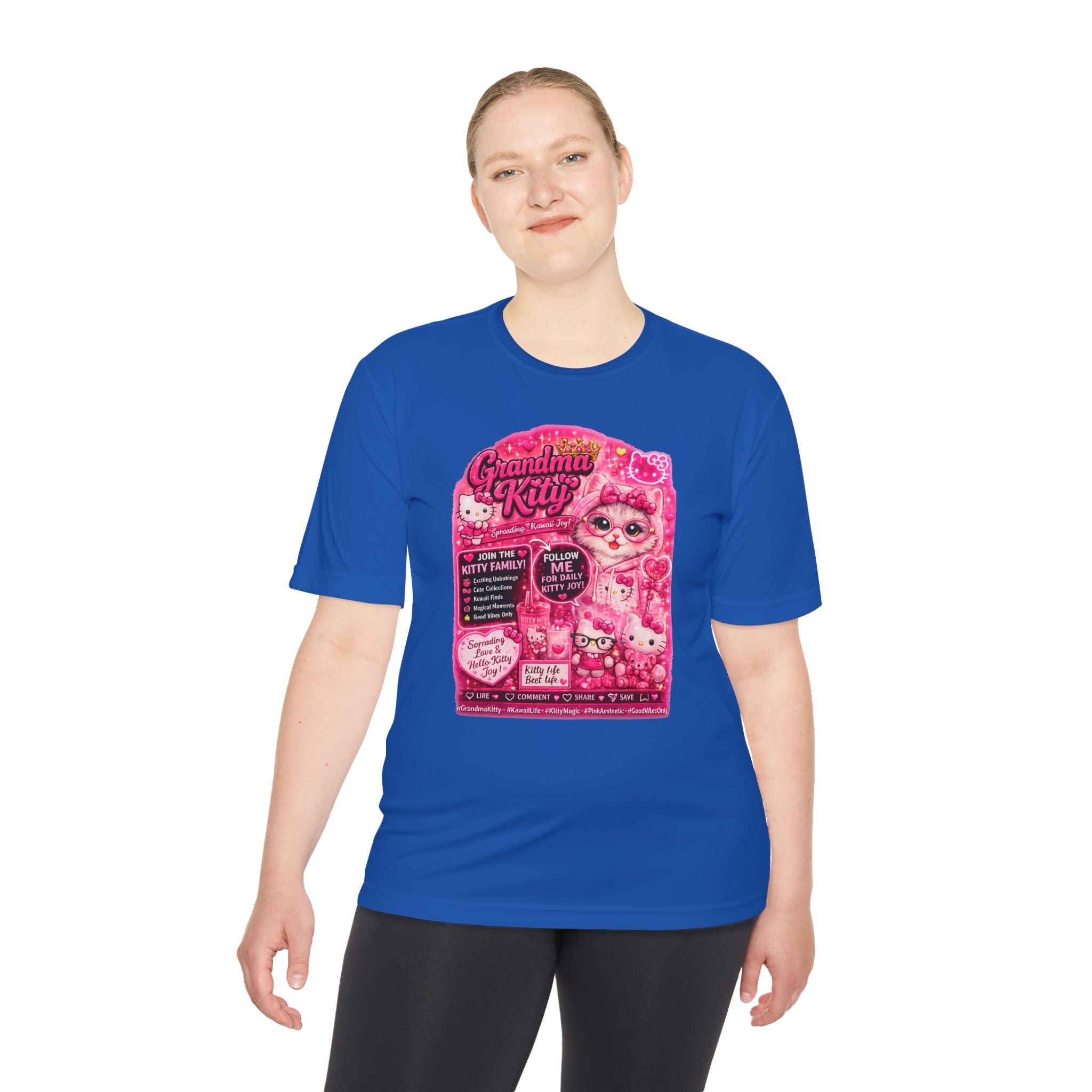 Grandma Kitty Graphic Tee — Cute Pink Cat Vintage Patch Design