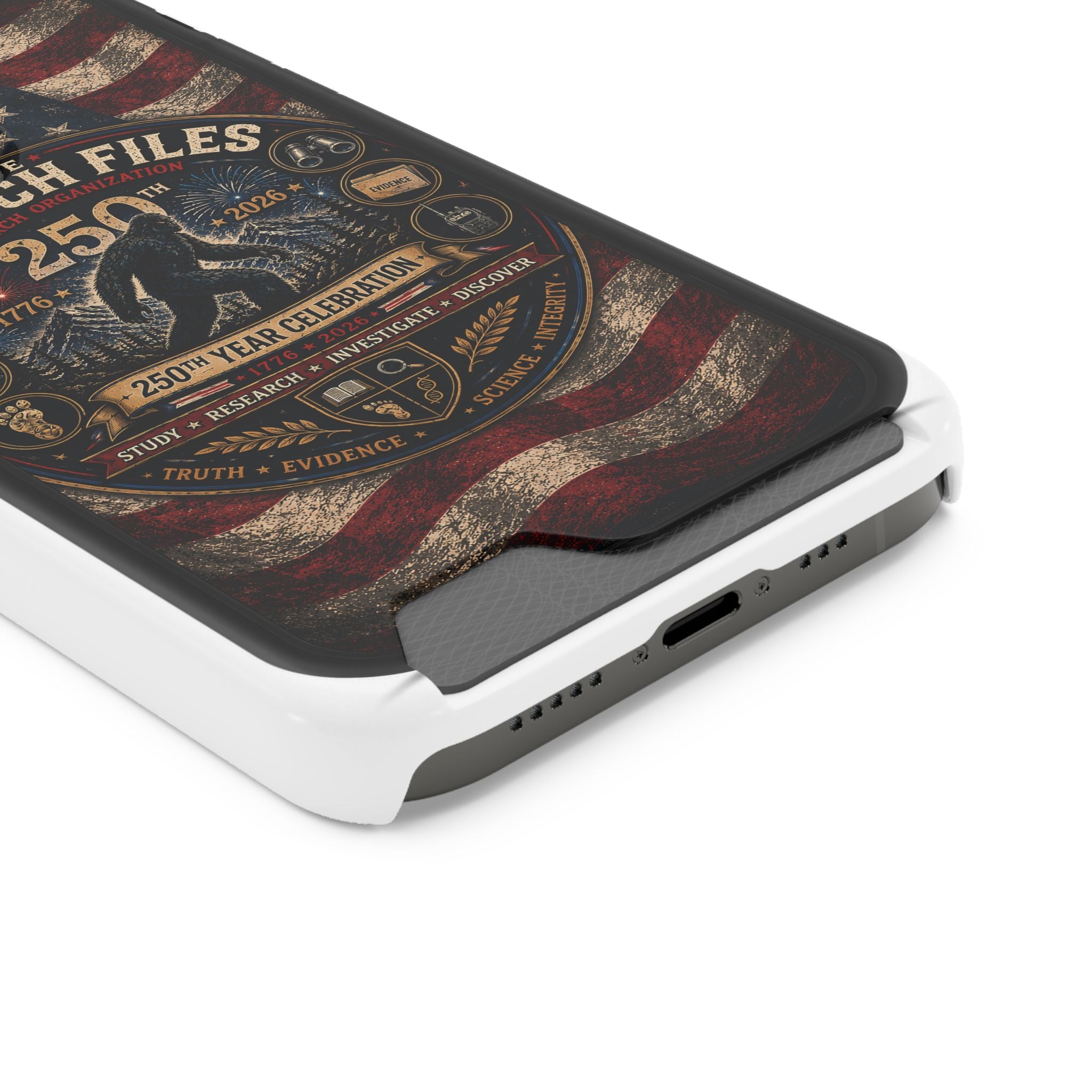 Phone Case — 'The Squatch Files 250th' Card Holder Case (Patriotic Bigfoot Design)