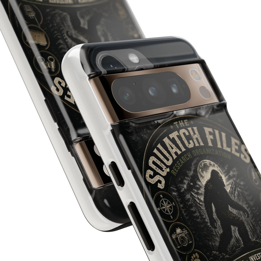 Squatch Files Research Organization Phone Case — Bigfoot Sasquatch Moonlit Forest Design