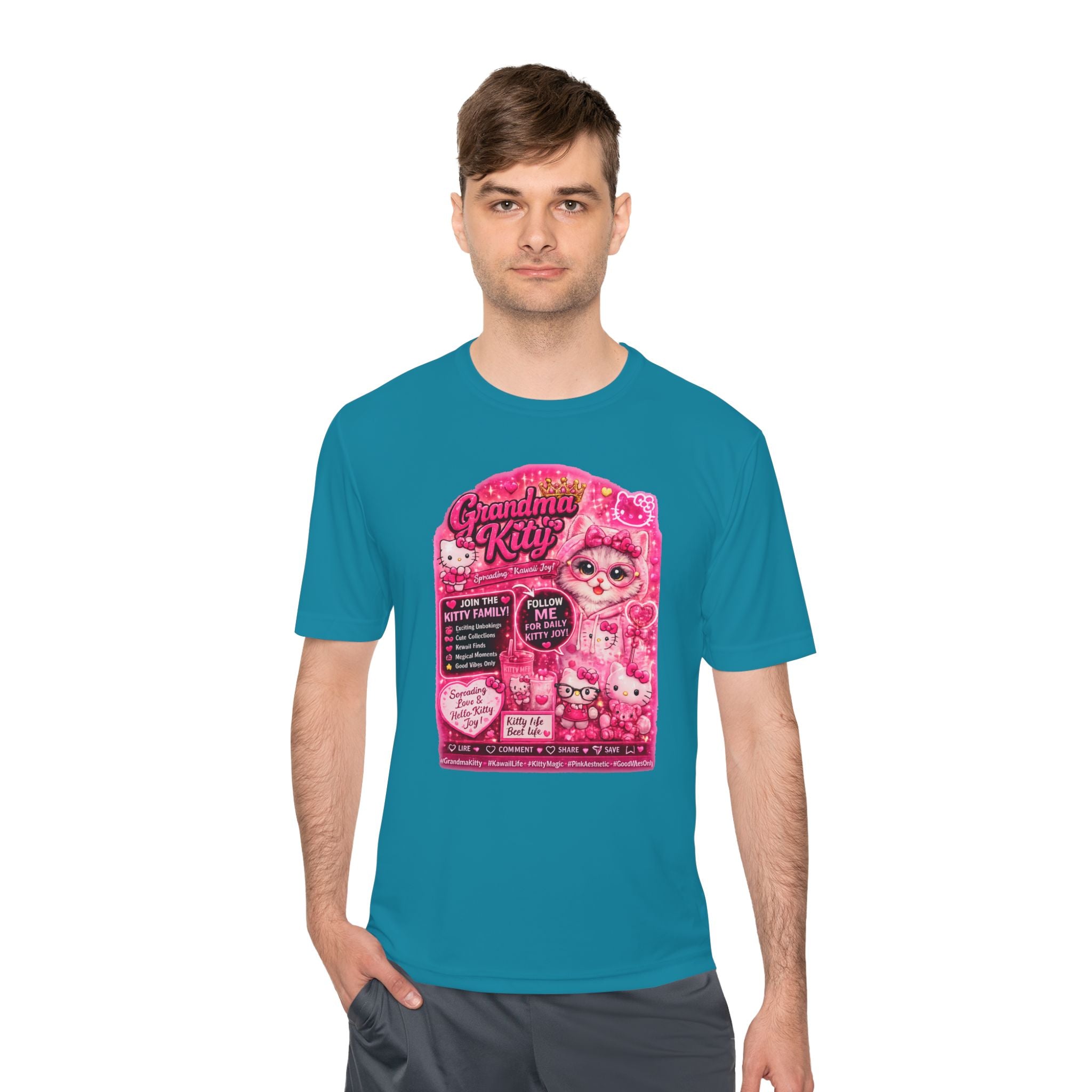 Grandma Kitty Graphic Tee — Cute Pink Cat Vintage Patch Design