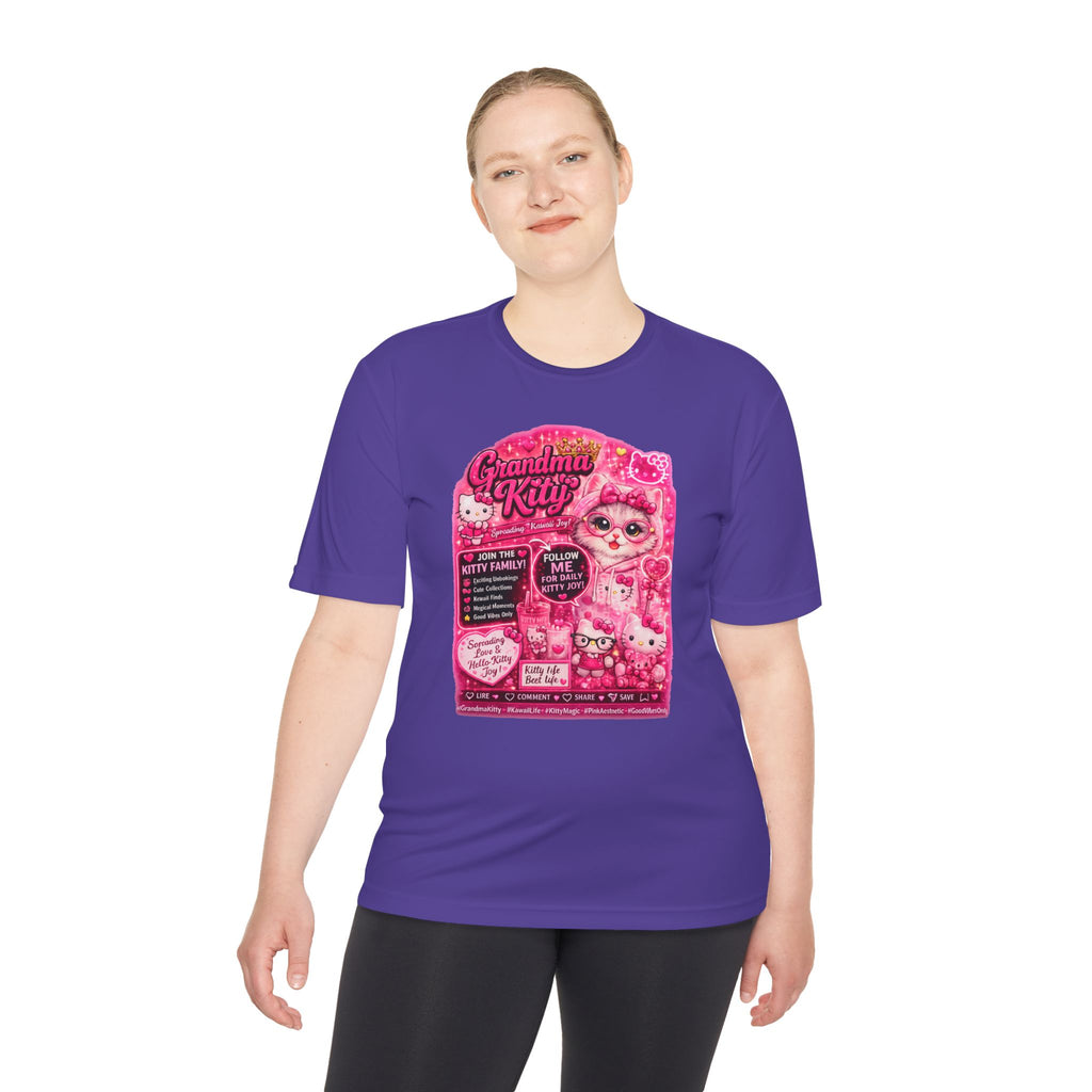 Grandma Kitty Graphic Tee — Cute Pink Cat Vintage Patch Design