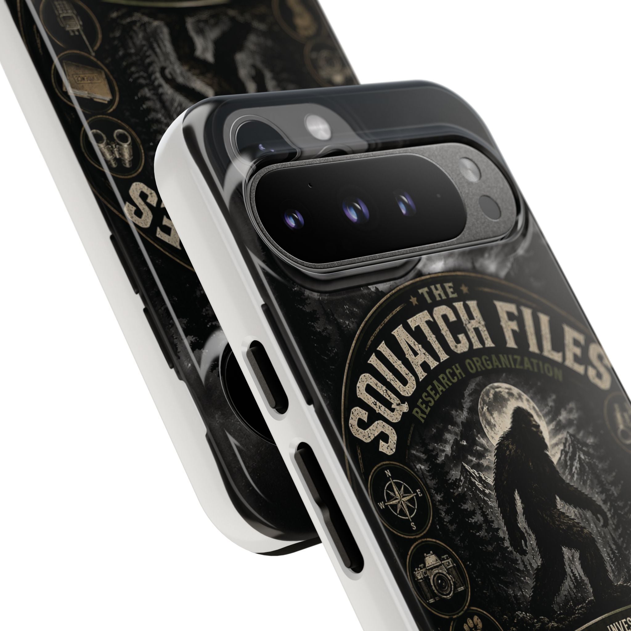 Squatch Files Research Organization Phone Case — Bigfoot Sasquatch Moonlit Forest Design