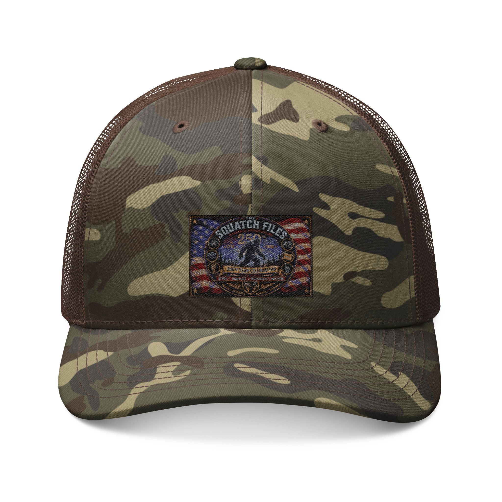 Camouflage Trucker Hat — Embroidered American Flag & Eagle Patch