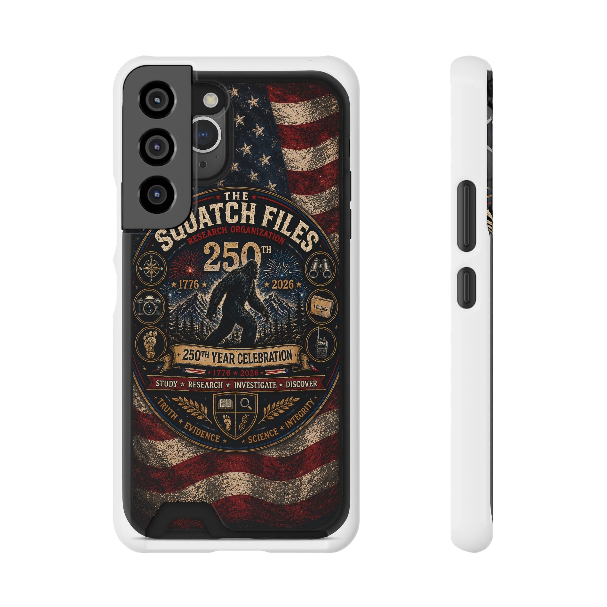 Phone Case — 'The Squatch Files 250th' Card Holder Case (Patriotic Bigfoot Design)