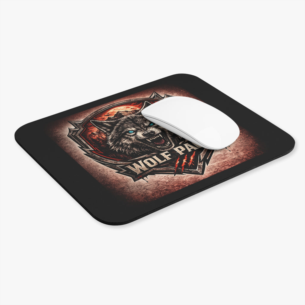 Wolf Pack Gaming Mouse Pad — Fierce Wolf Emblem Desk Mat