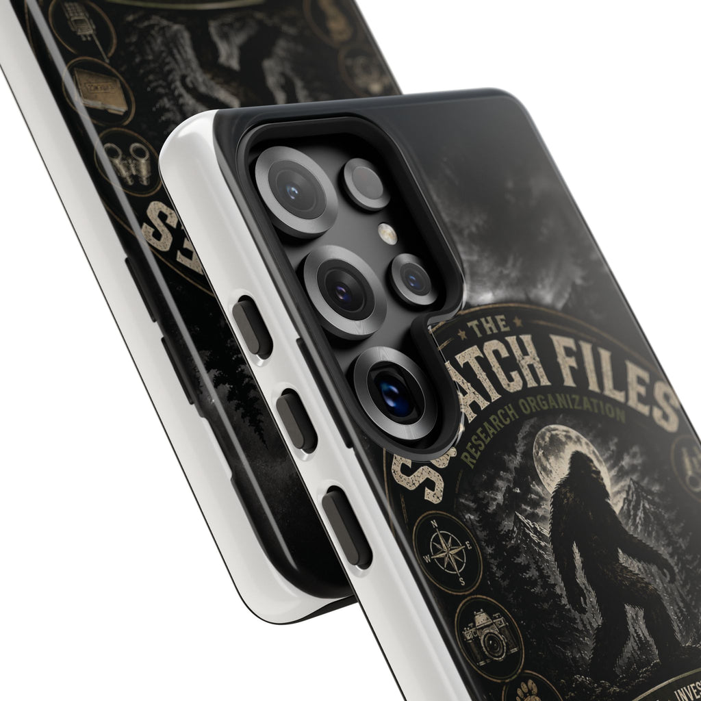 Squatch Files Research Organization Phone Case — Bigfoot Sasquatch Moonlit Forest Design