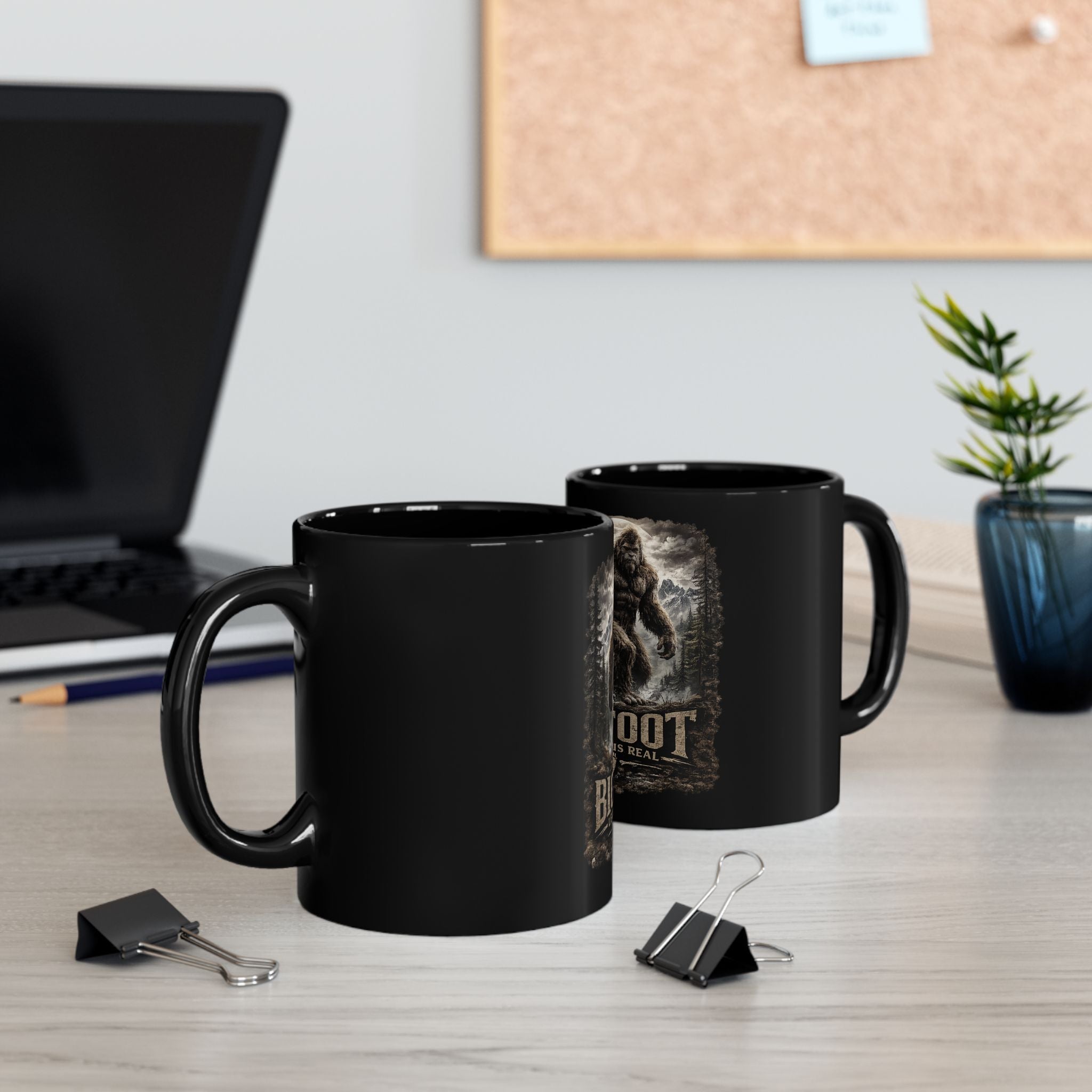 Bigfoot Legend Is Real Black Coffee Mug — Sasquatch Woodland Adventure 11oz/15oz