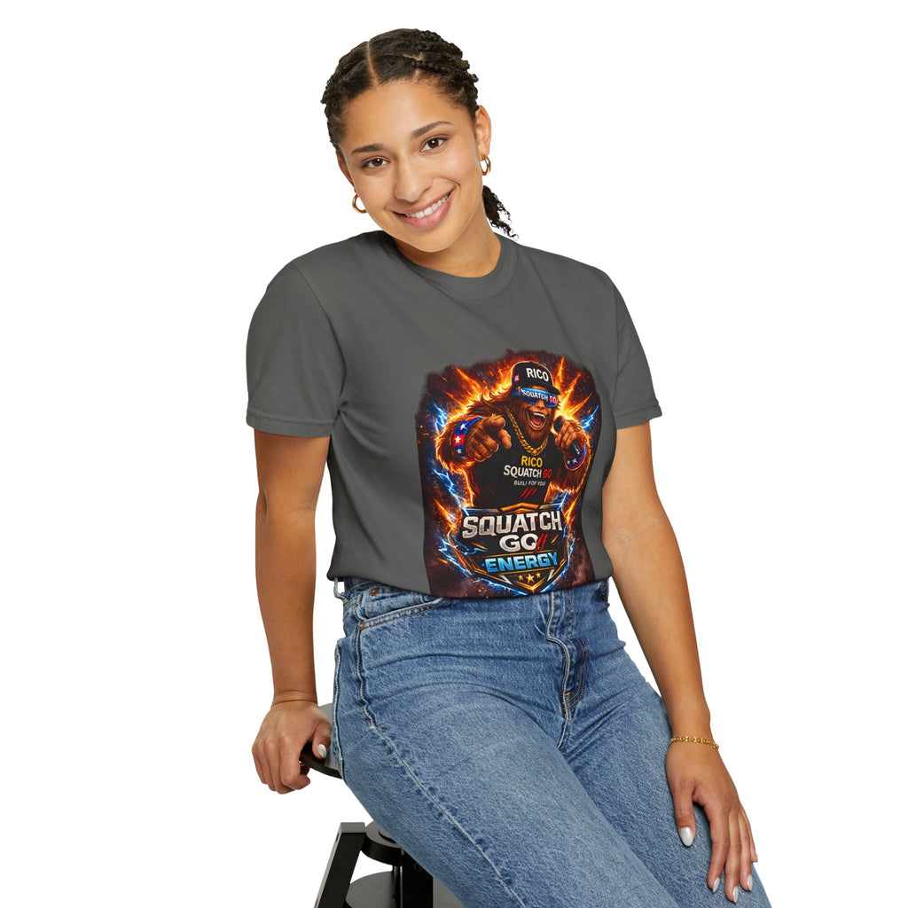 Squatch GC Energy Graphic T-Shirt — Retro Gamer Energy Drink Design