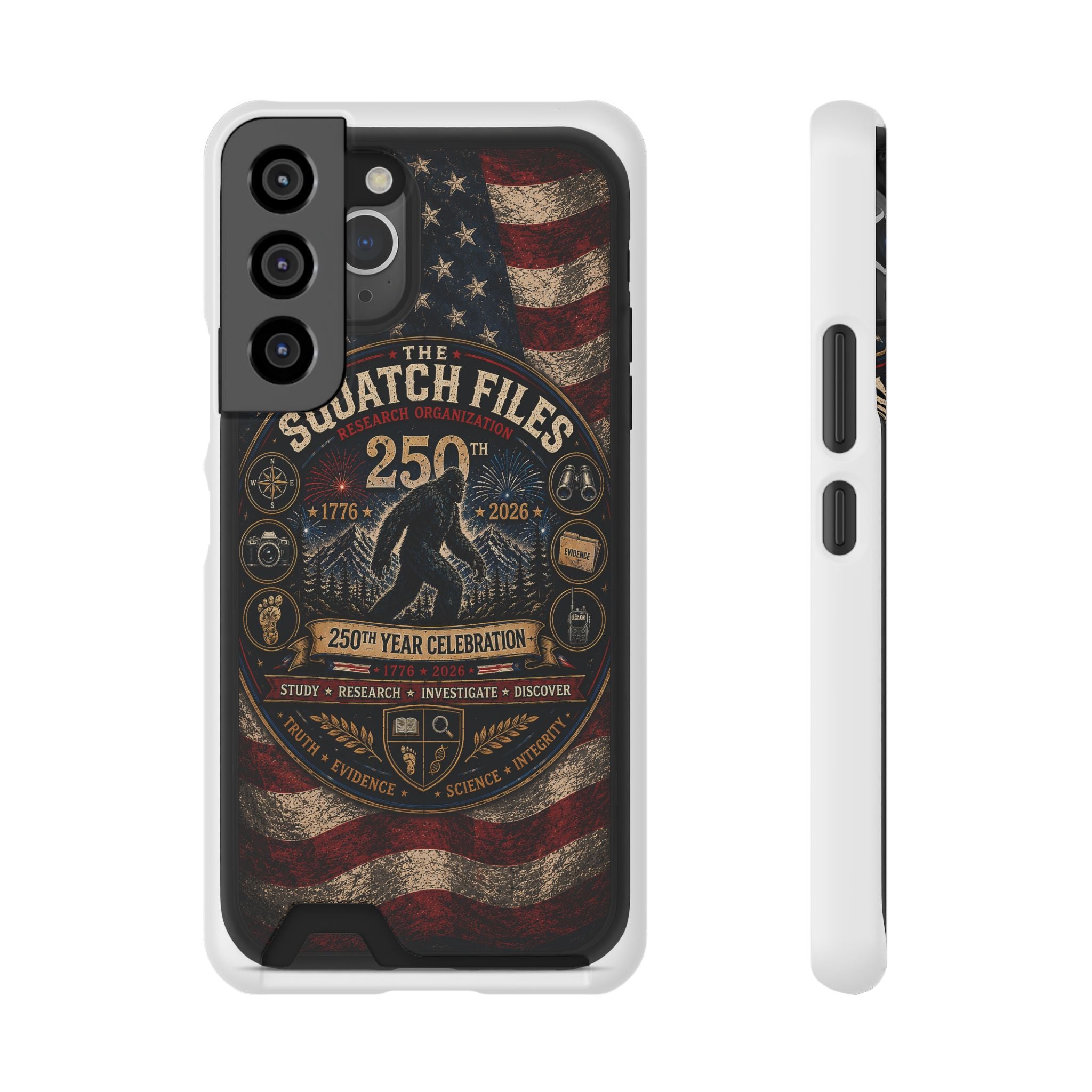 Phone Case — 'The Squatch Files 250th' Card Holder Case (Patriotic Bigfoot Design)