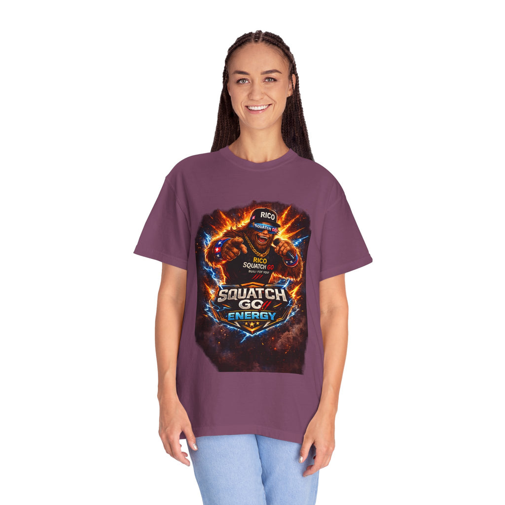 Squatch GC Energy Graphic T-Shirt — Retro Gamer Energy Drink Design