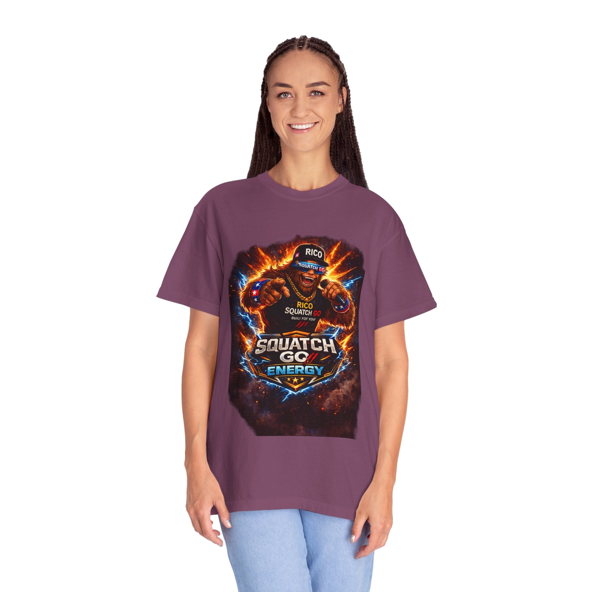 Squatch GC Energy Graphic T-Shirt — Retro Gamer Energy Drink Design
