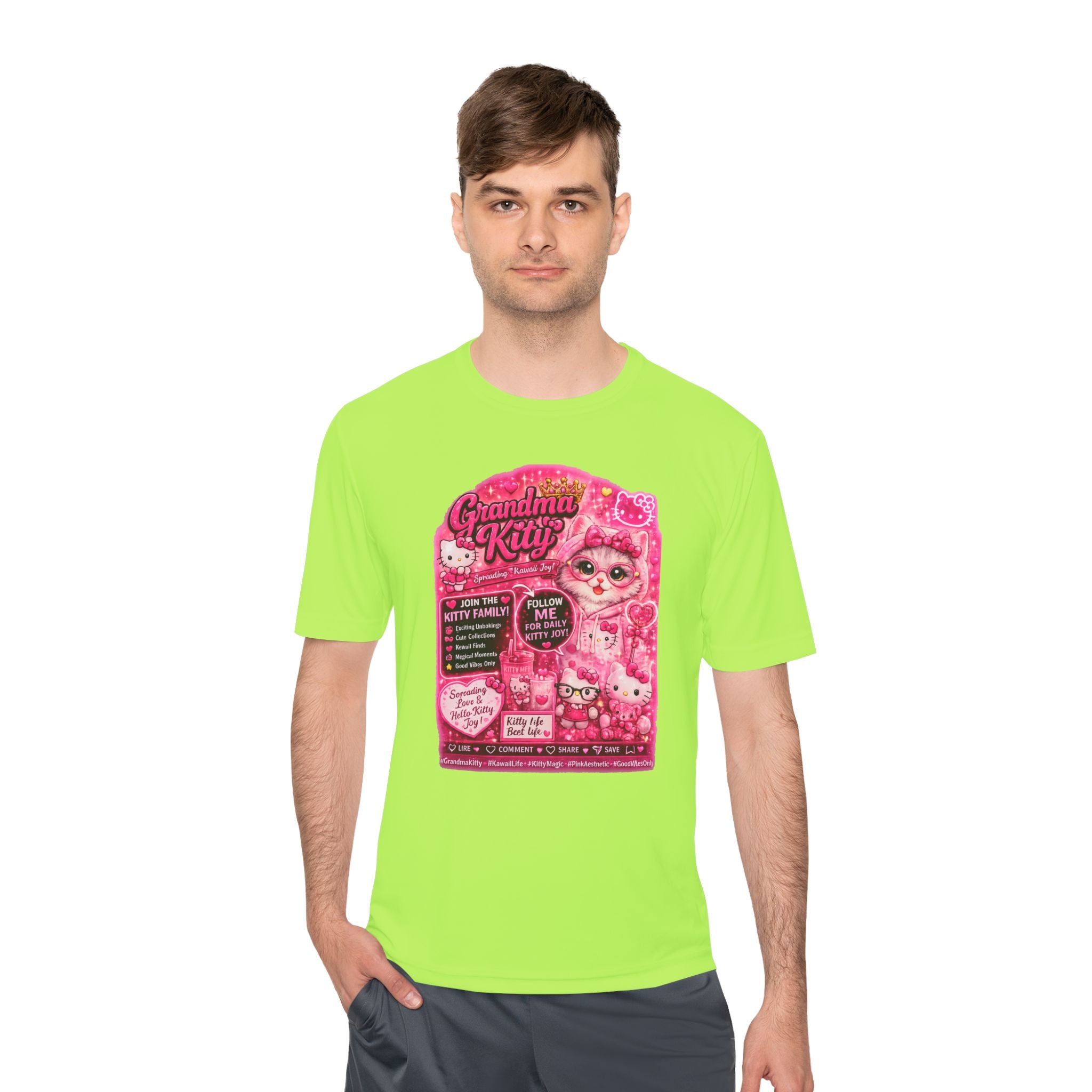 Grandma Kitty Graphic Tee — Cute Pink Cat Vintage Patch Design