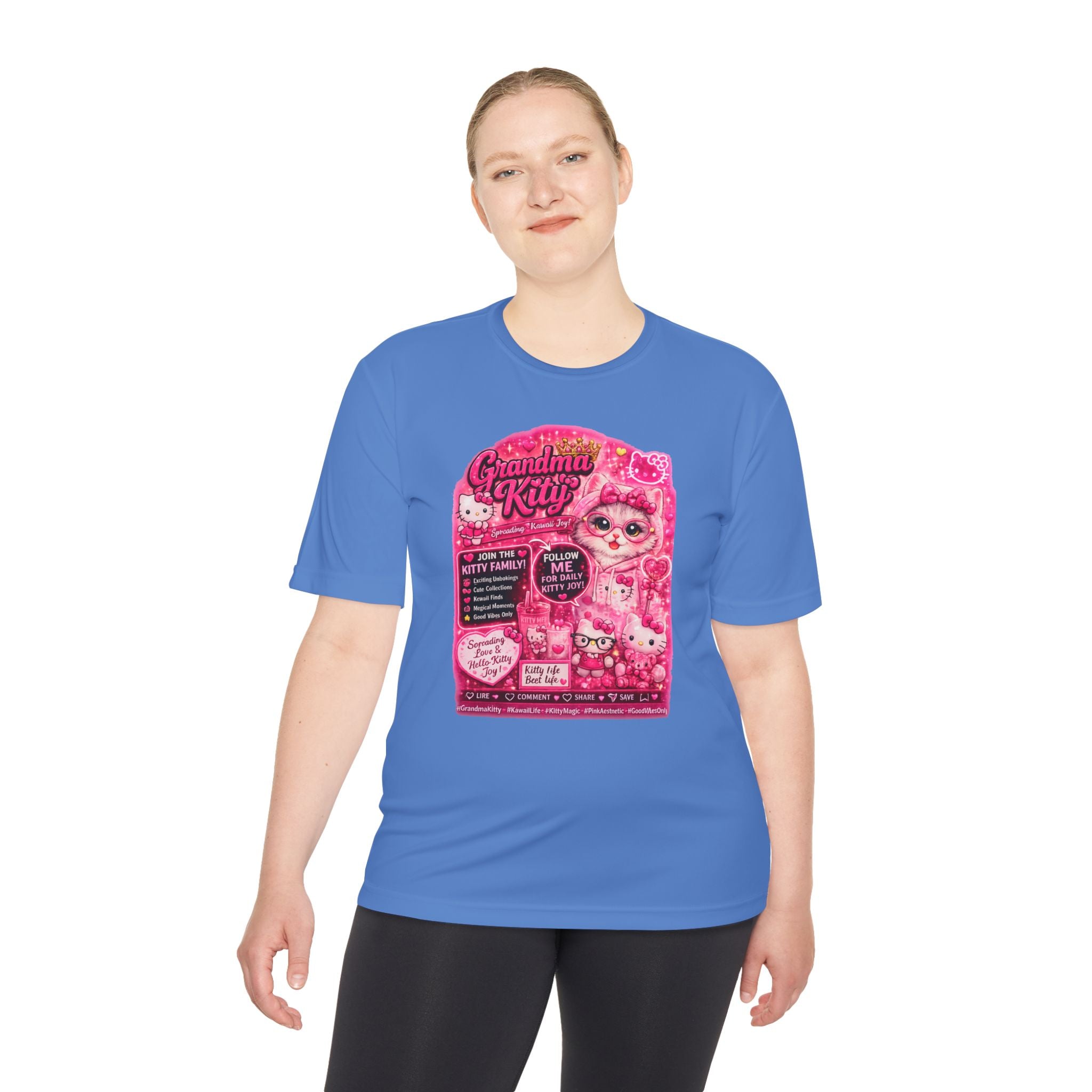 Grandma Kitty Graphic Tee — Cute Pink Cat Vintage Patch Design
