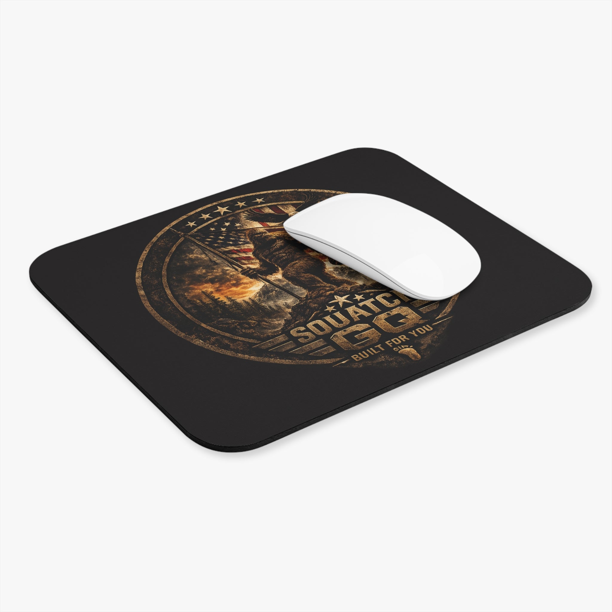 Squatch G8 Patriotic Bigfoot Mouse Pad — 'Built For You' Rectangle Desk Mousepad