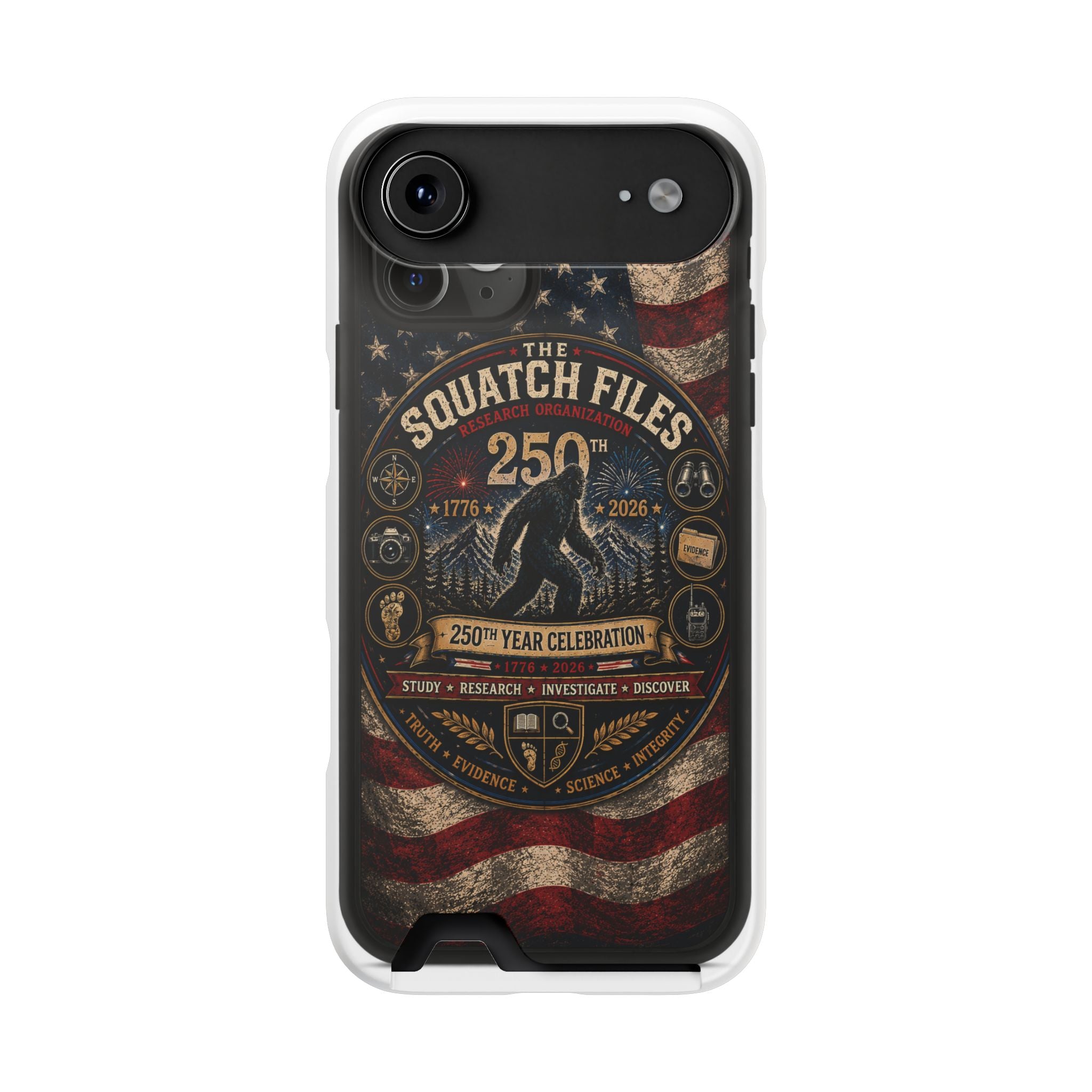 Phone Case — 'The Squatch Files 250th' Card Holder Case (Patriotic Bigfoot Design)