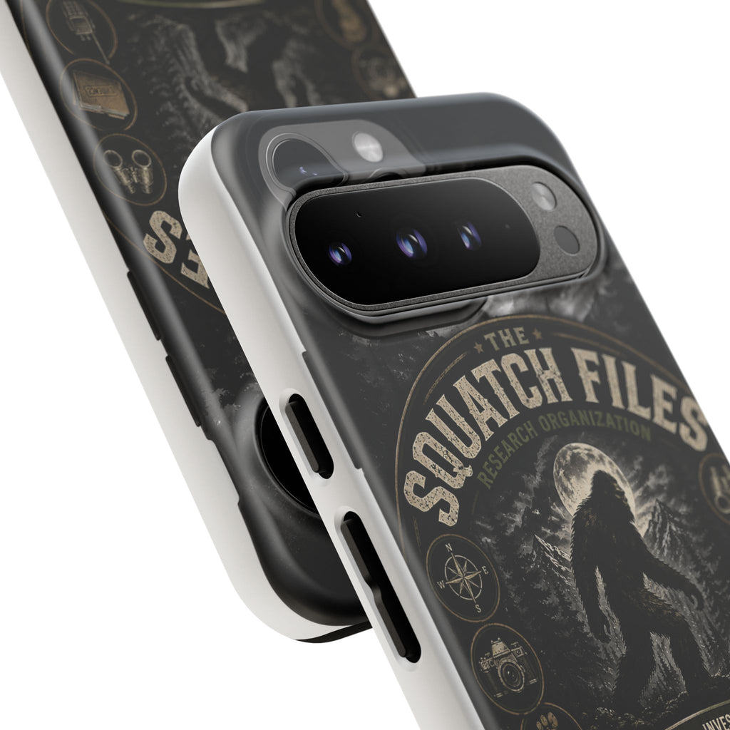 Squatch Files Research Organization Phone Case — Bigfoot Sasquatch Moonlit Forest Design