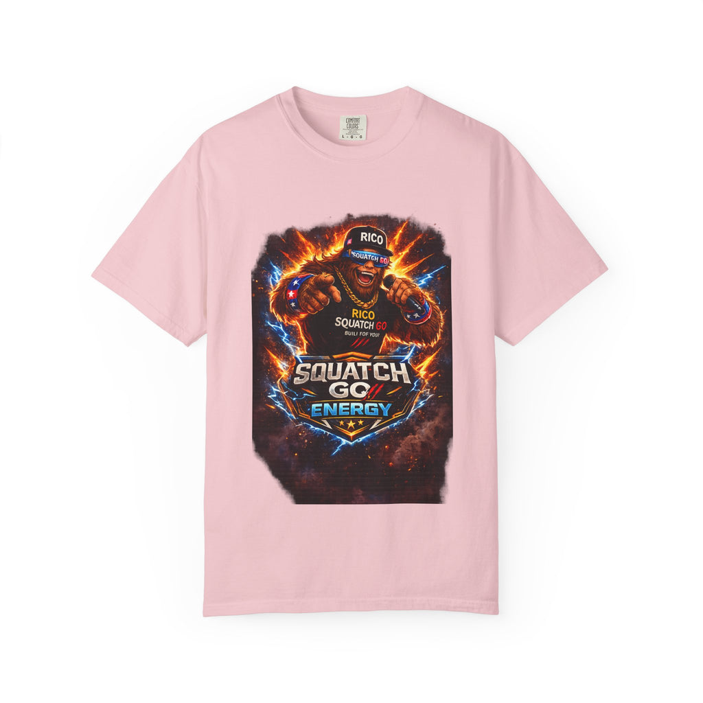 Squatch GC Energy Graphic T-Shirt — Retro Gamer Energy Drink Design