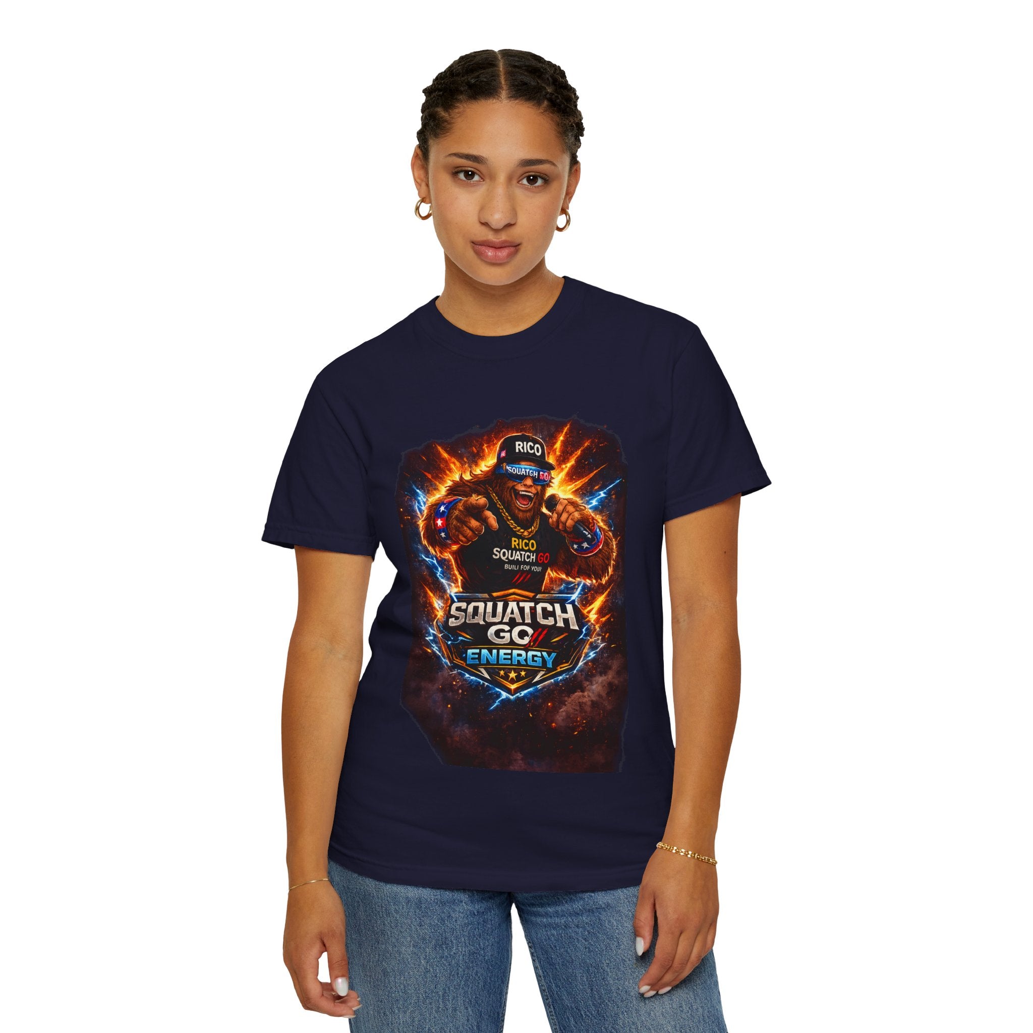 Squatch GC Energy Graphic T-Shirt — Retro Gamer Energy Drink Design