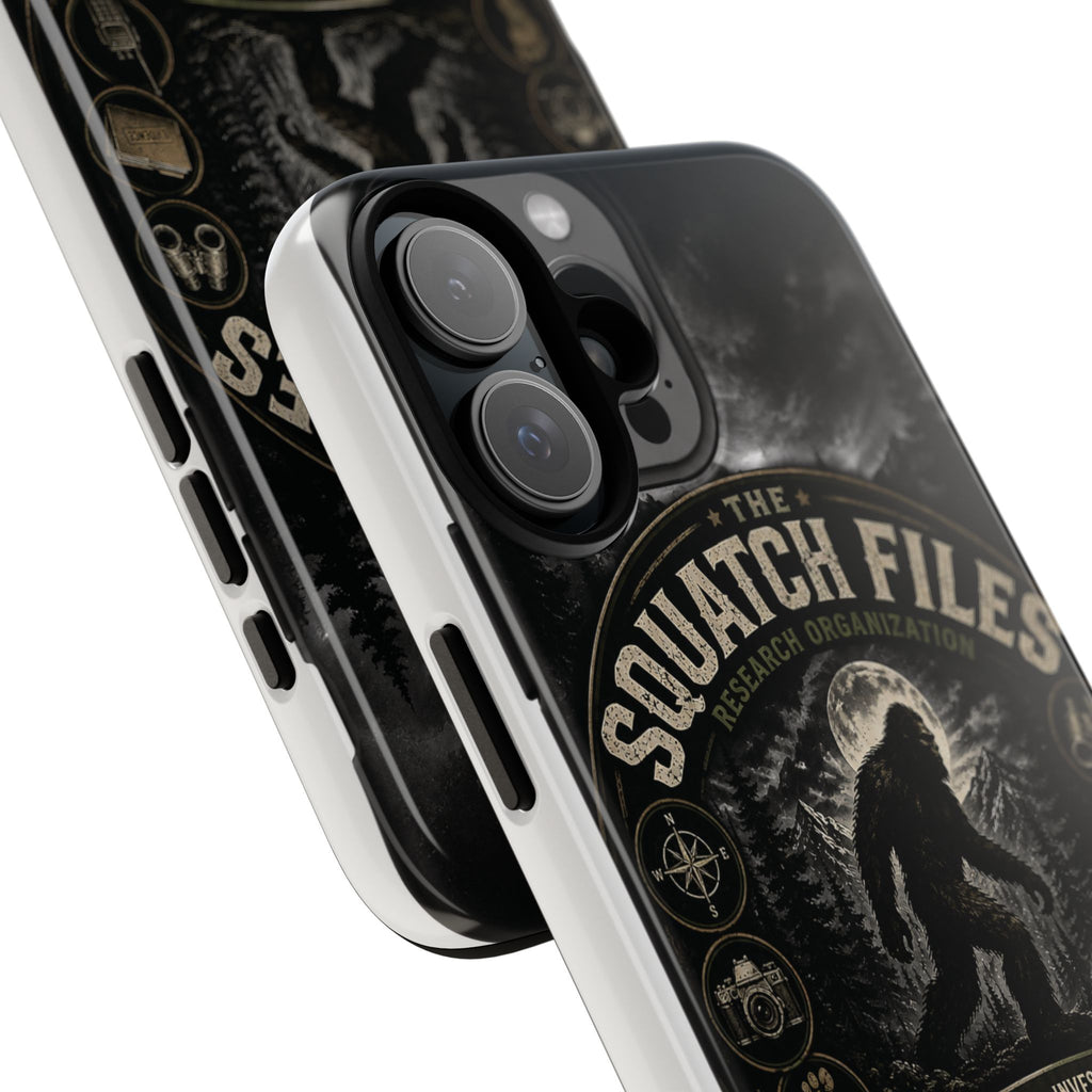 Squatch Files Research Organization Phone Case — Bigfoot Sasquatch Moonlit Forest Design
