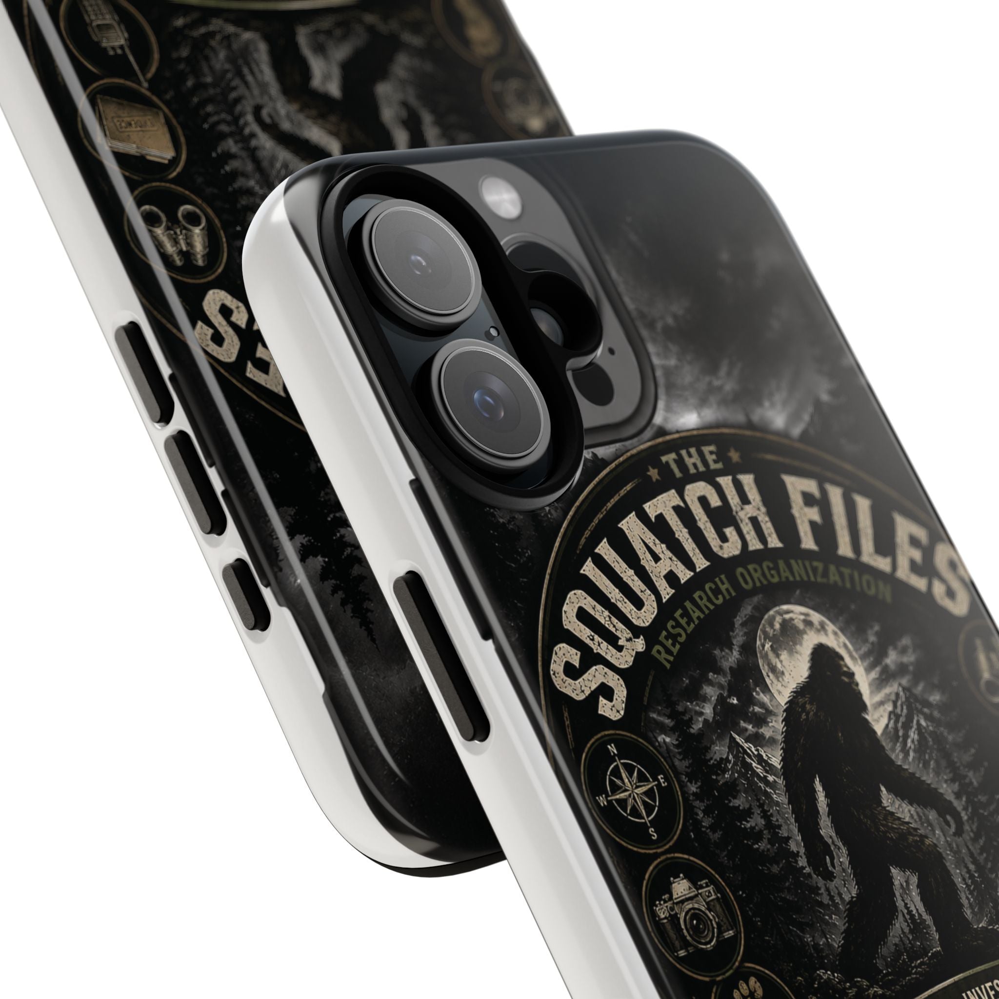Squatch Files Research Organization Phone Case — Bigfoot Sasquatch Moonlit Forest Design