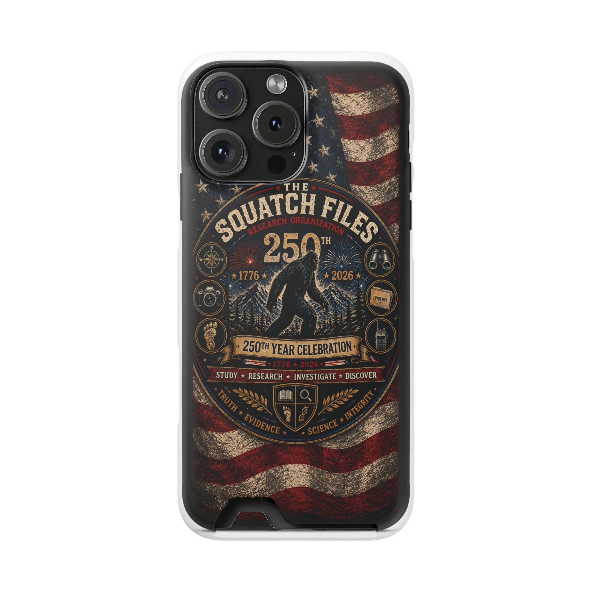 Phone Case — 'The Squatch Files 250th' Card Holder Case (Patriotic Bigfoot Design)