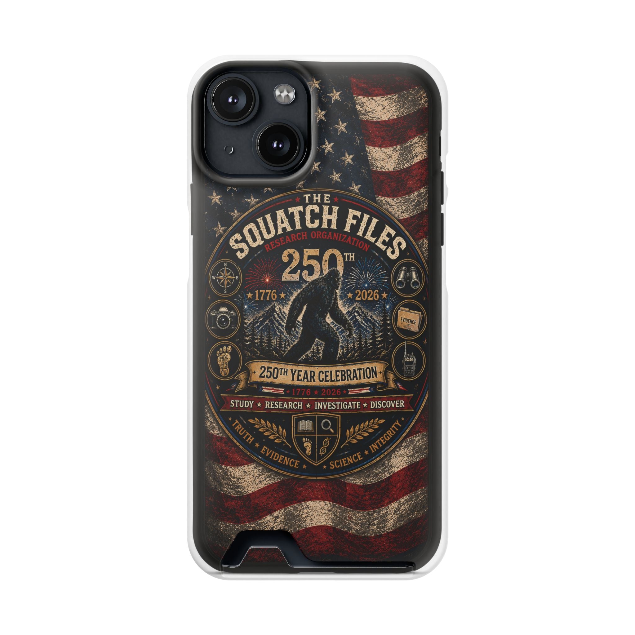 Phone Case — 'The Squatch Files 250th' Card Holder Case (Patriotic Bigfoot Design)