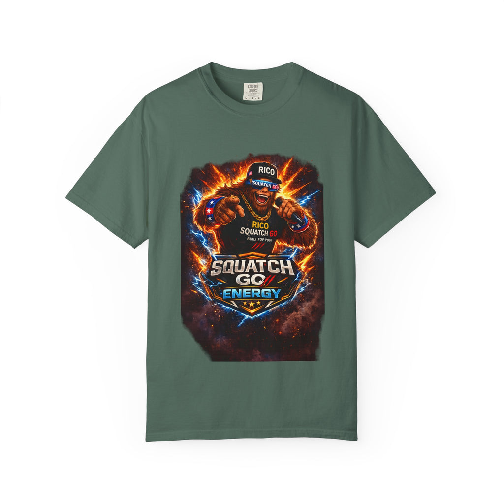 Squatch GC Energy Graphic T-Shirt — Retro Gamer Energy Drink Design